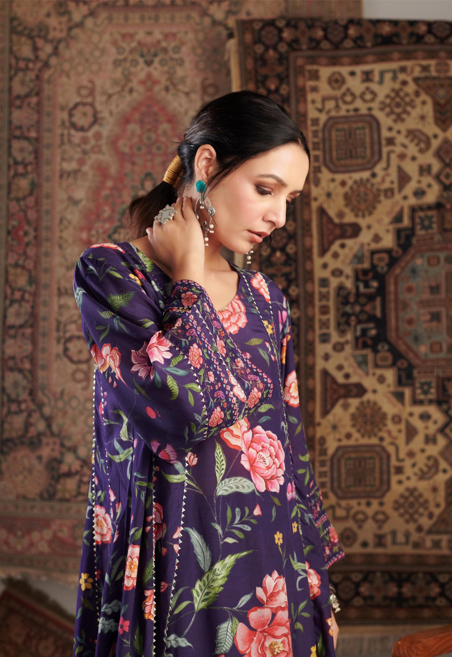 CHINTZ PURPLE KURTA SET