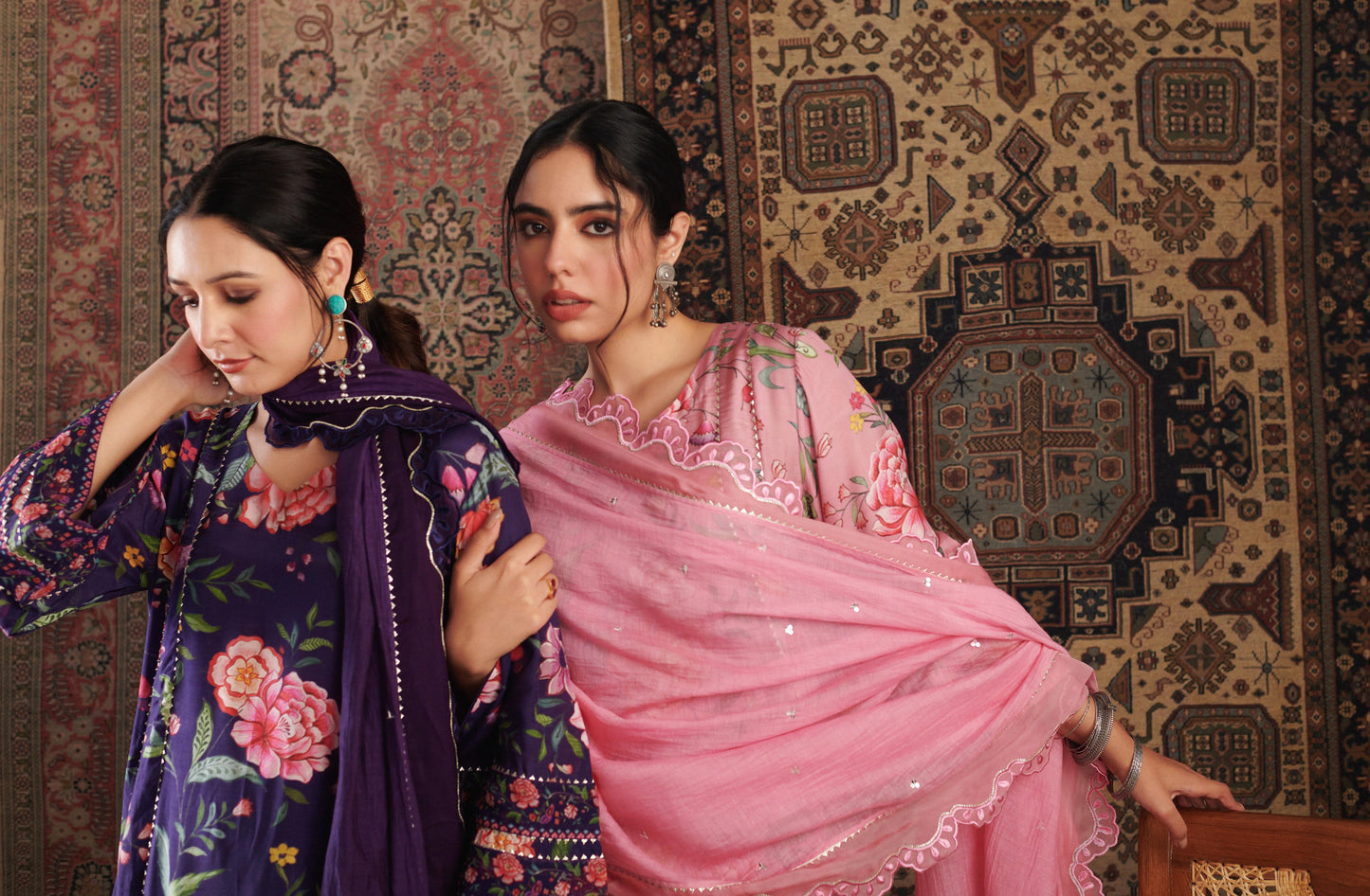 CHINTZ OLD ROSE KURTA SET