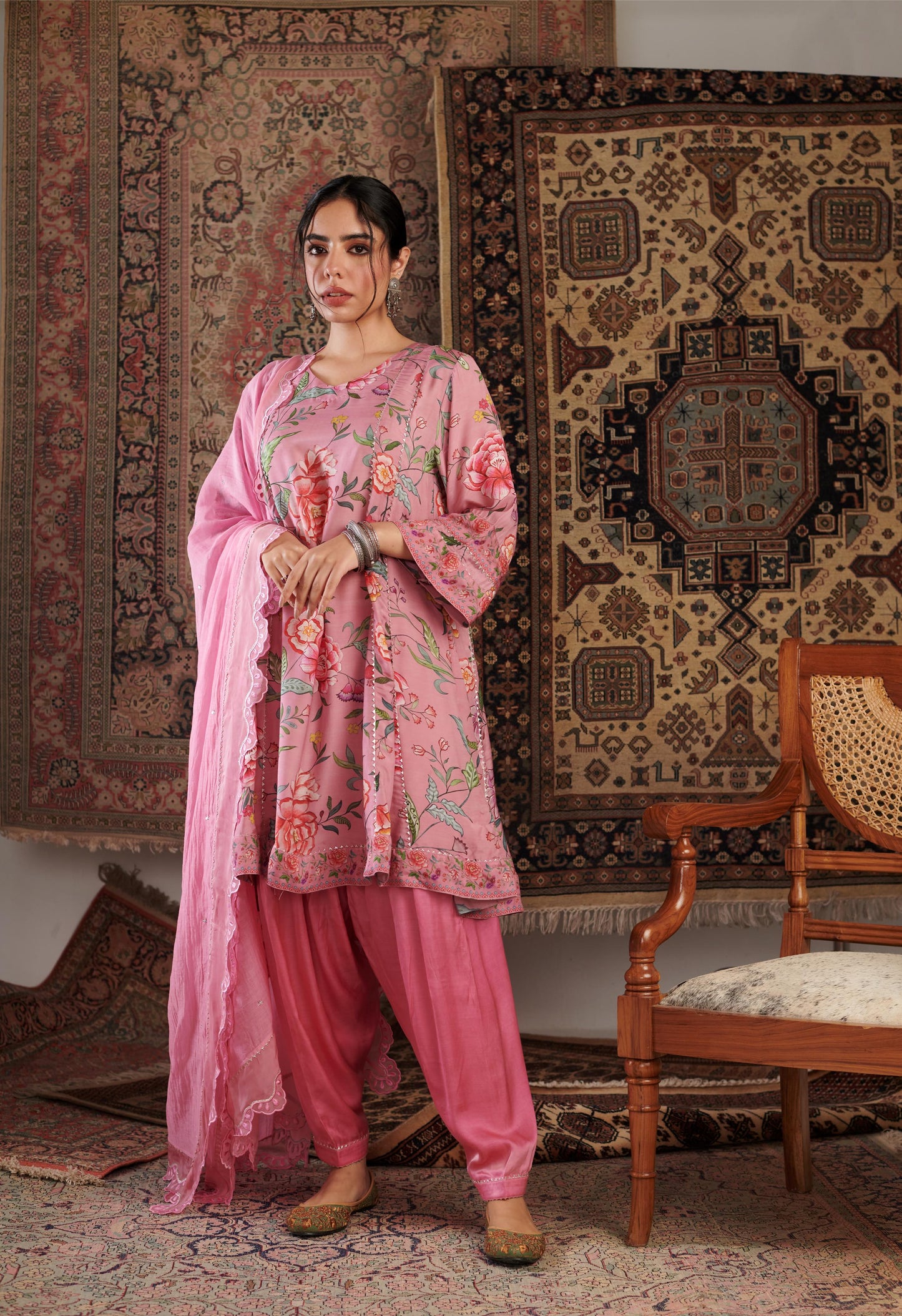 CHINTZ OLD ROSE KURTA SET