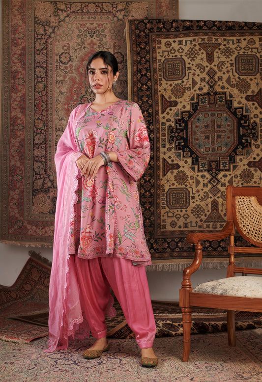 CHINTZ OLD ROSE KURTA SET