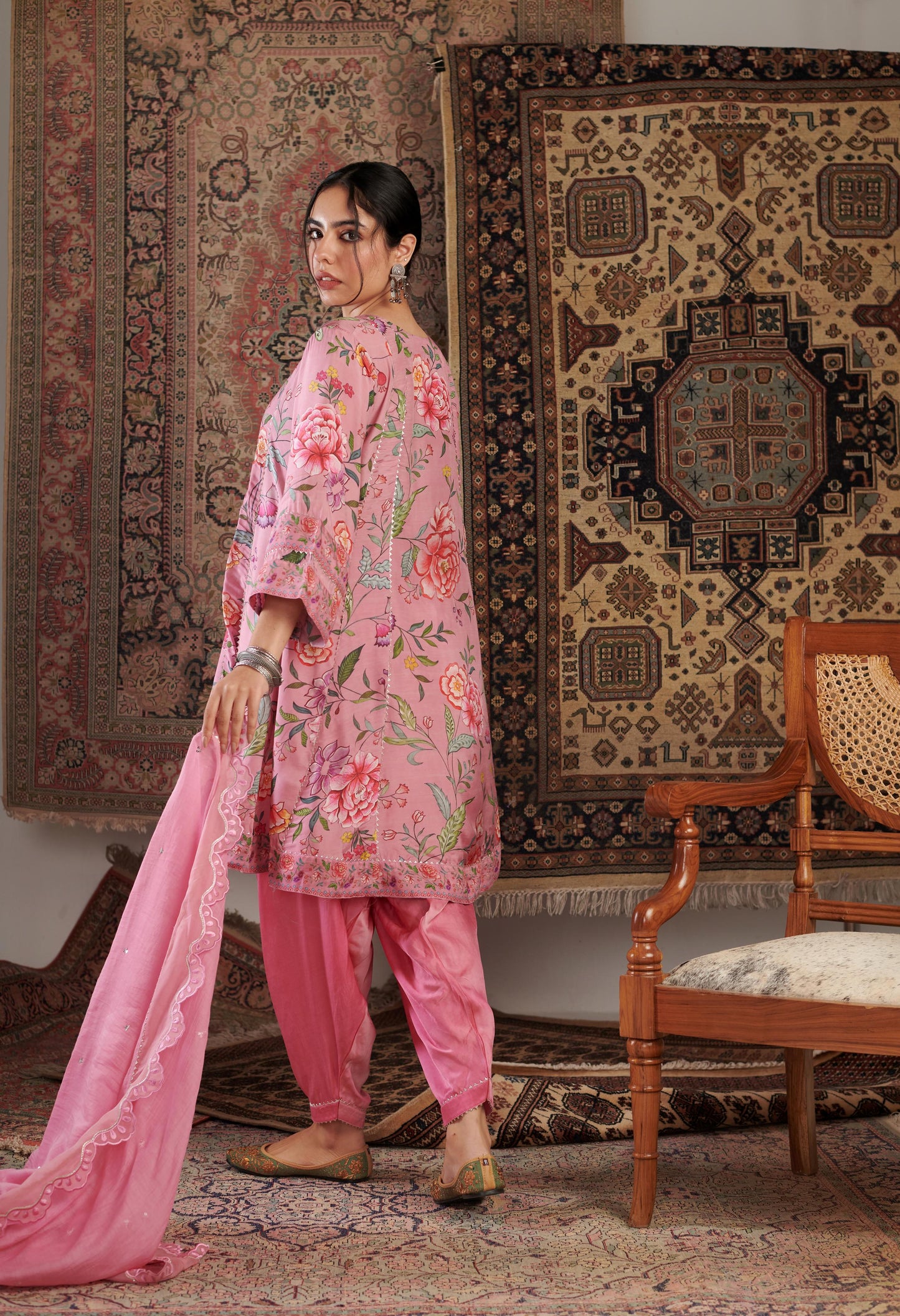 CHINTZ OLD ROSE KURTA SET