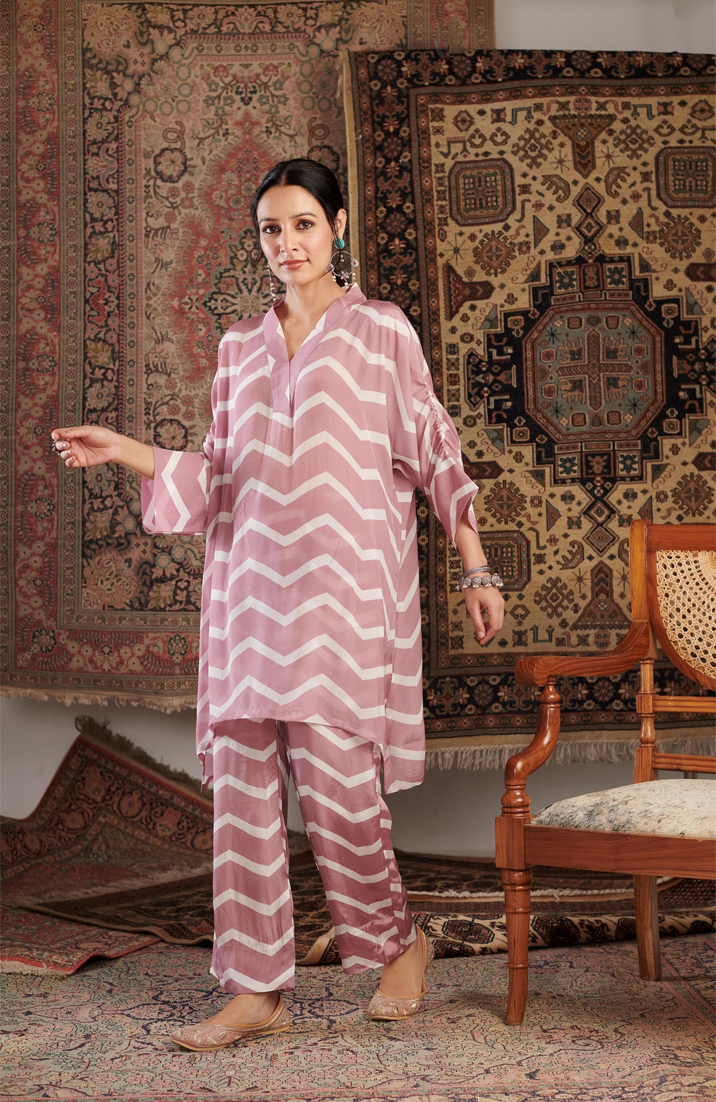 CHEVRON OLD ROSE CO-ORD SET