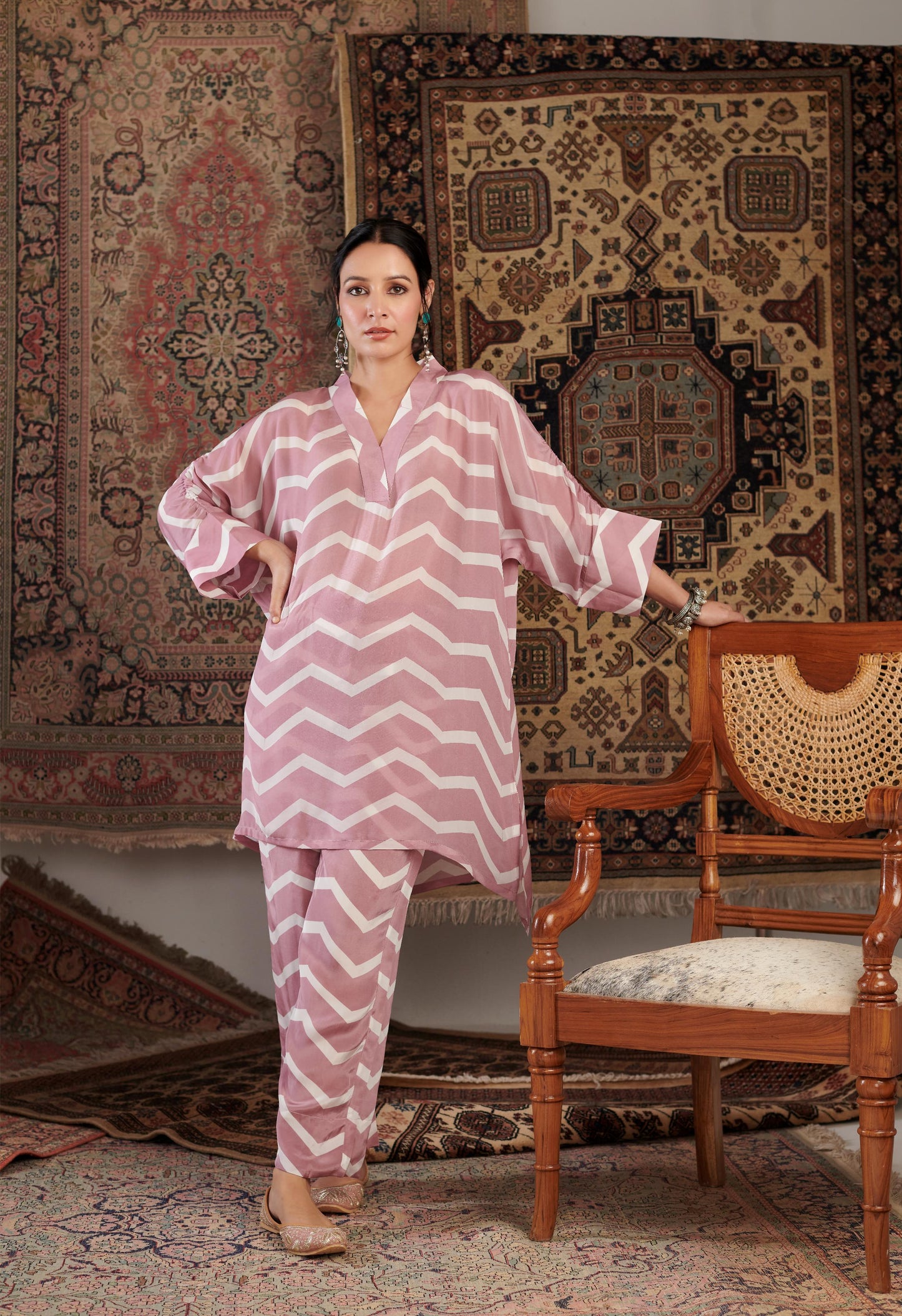 CHEVRON OLD ROSE CO-ORD SET