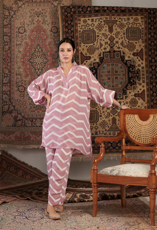CHEVRON OLD ROSE CO-ORD SET