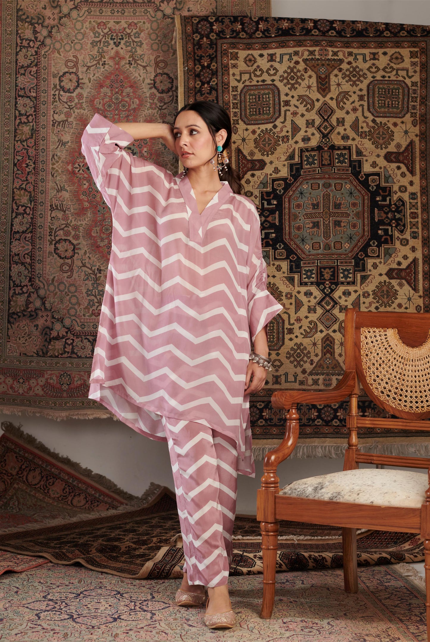 CHEVRON OLD ROSE CO-ORD SET