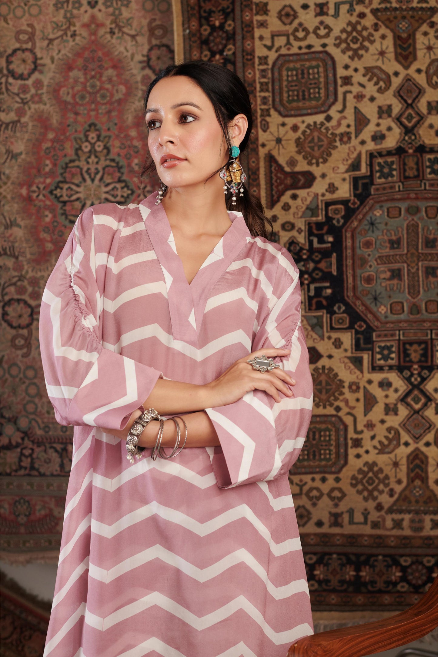 CHEVRON OLD ROSE CO-ORD SET