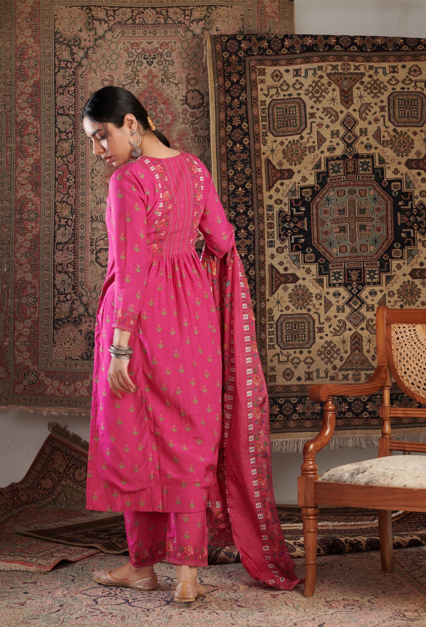 GUL EMBROIDERED HOT PINK KURTA SET