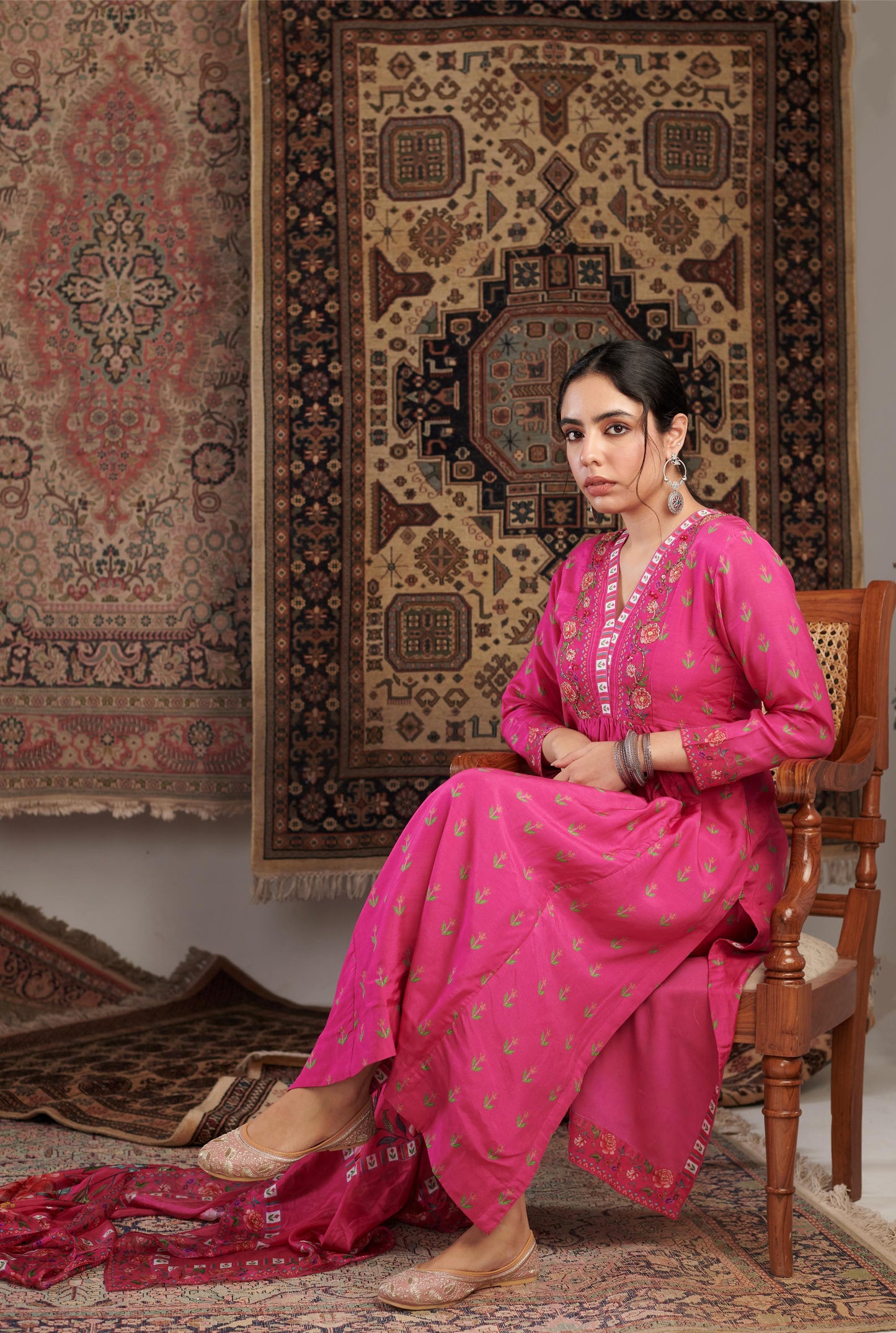 GUL EMBROIDERED HOT PINK KURTA SET