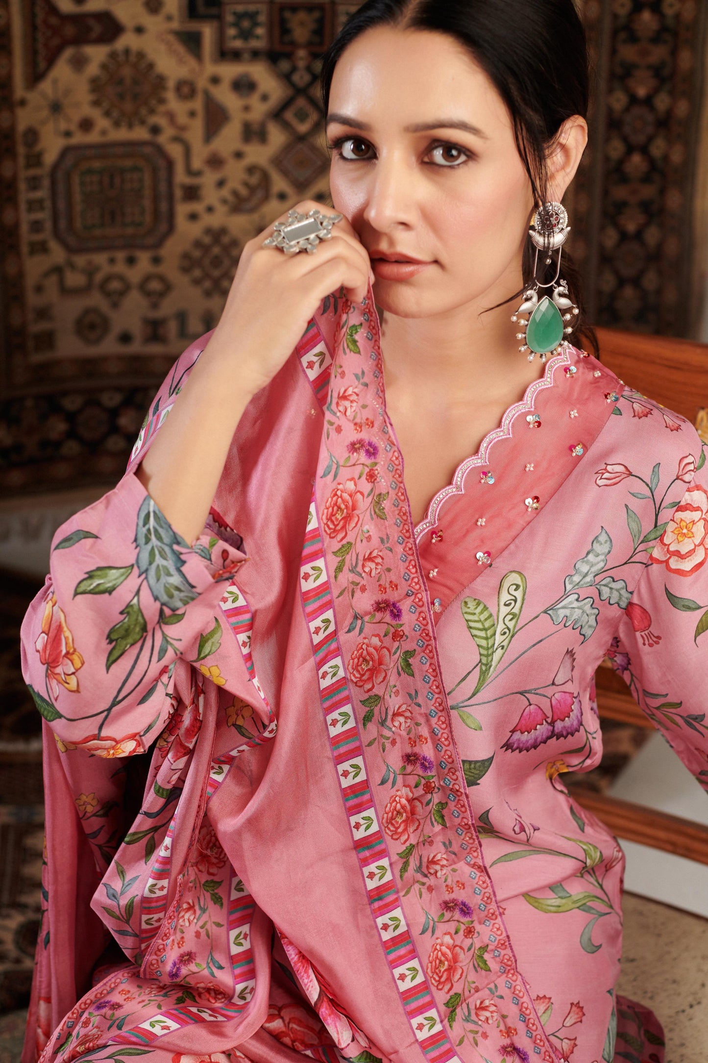 AKS OLD ROSE KURTA SET