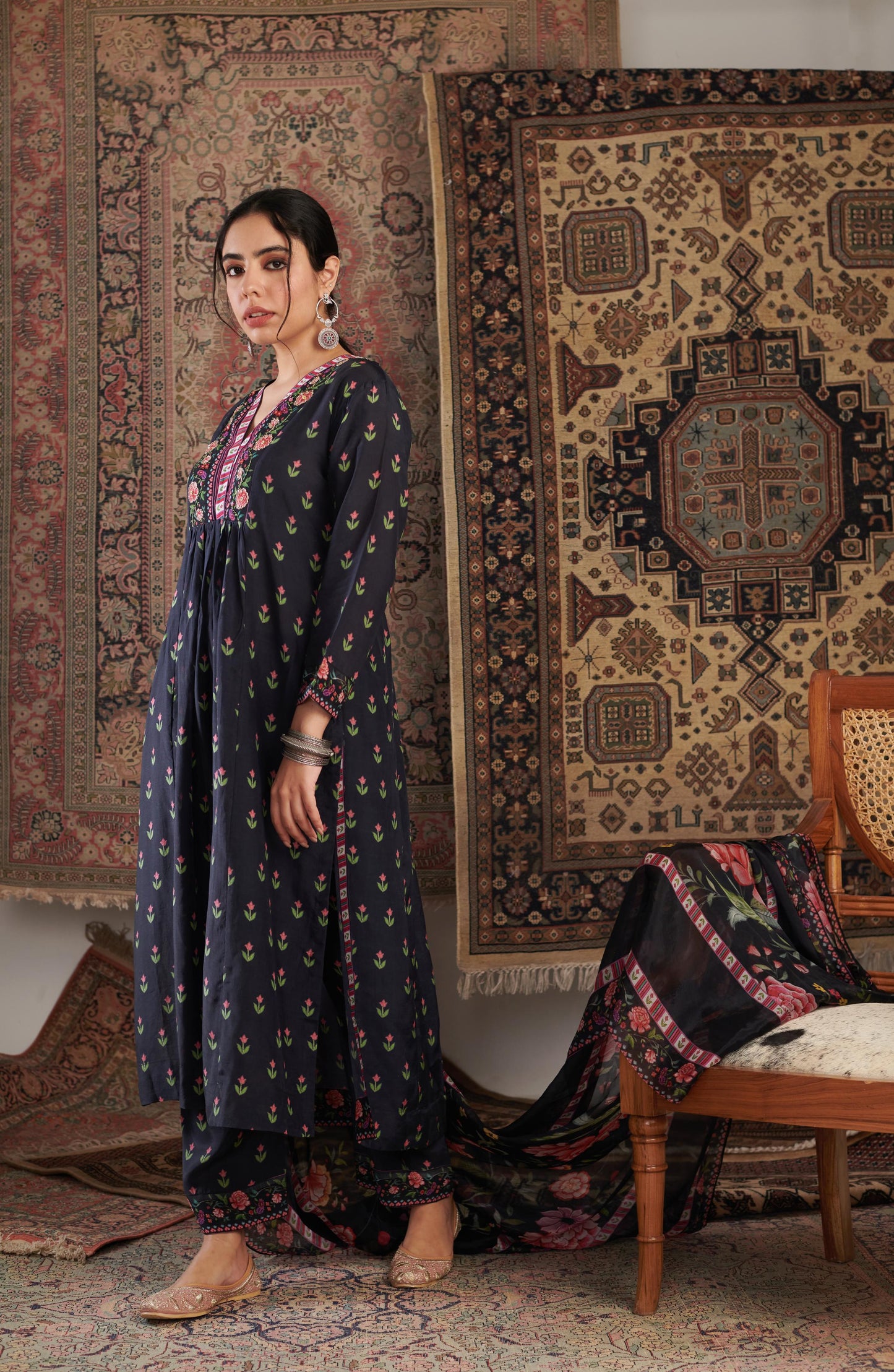 GUL EMBROIDERED BLACK KURTA SET