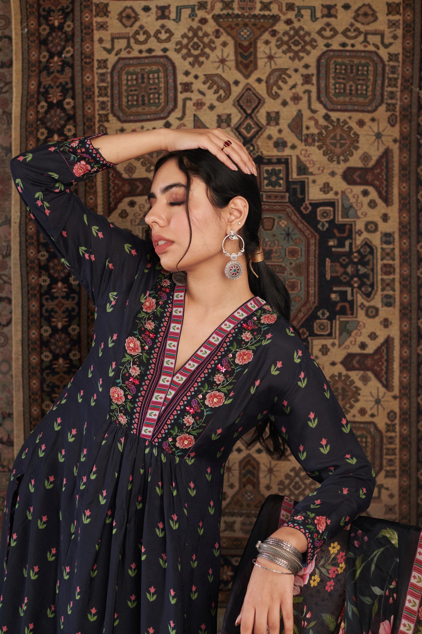 GUL EMBROIDERED BLACK KURTA SET