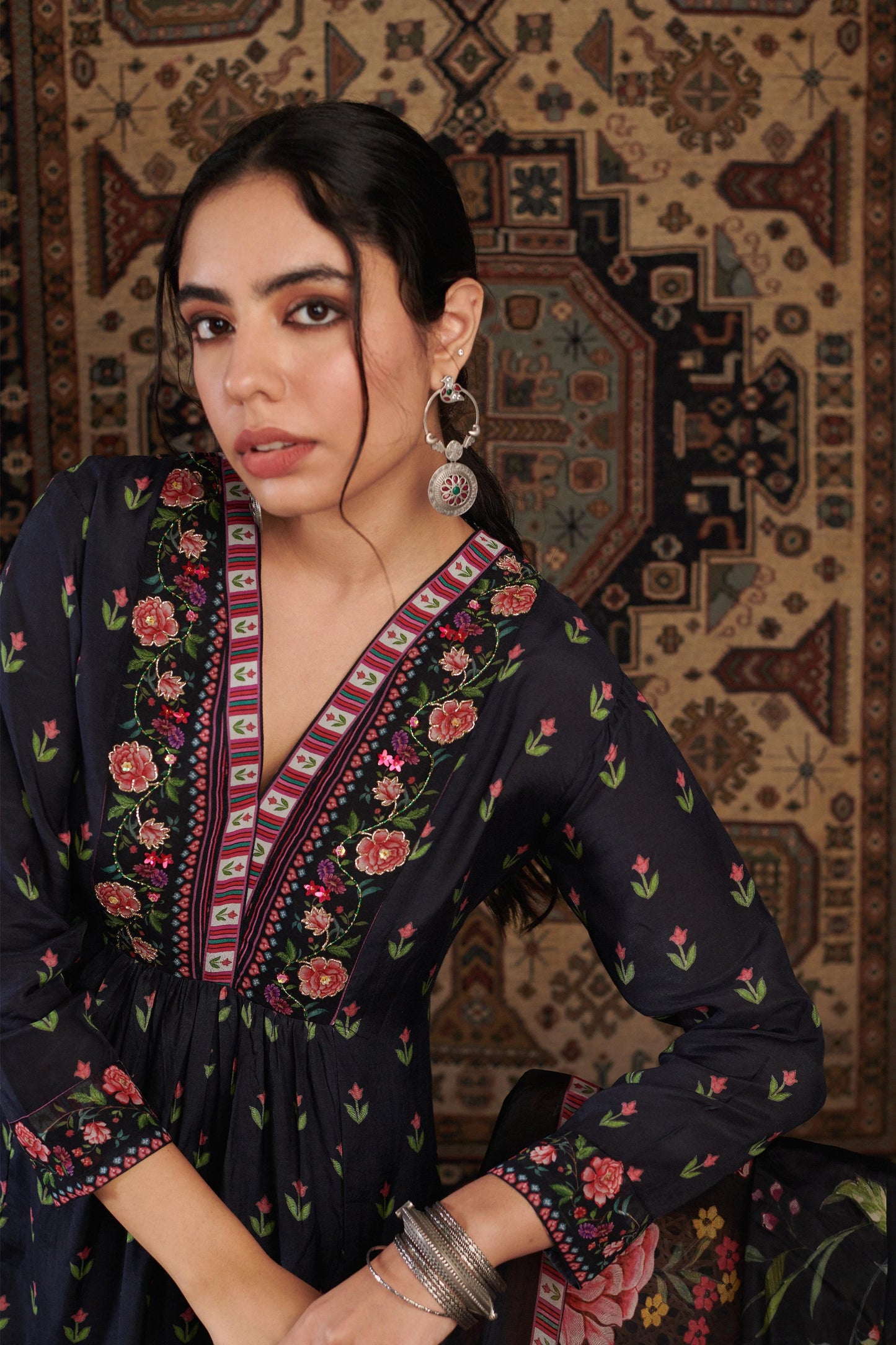 GUL EMBROIDERED BLACK KURTA SET