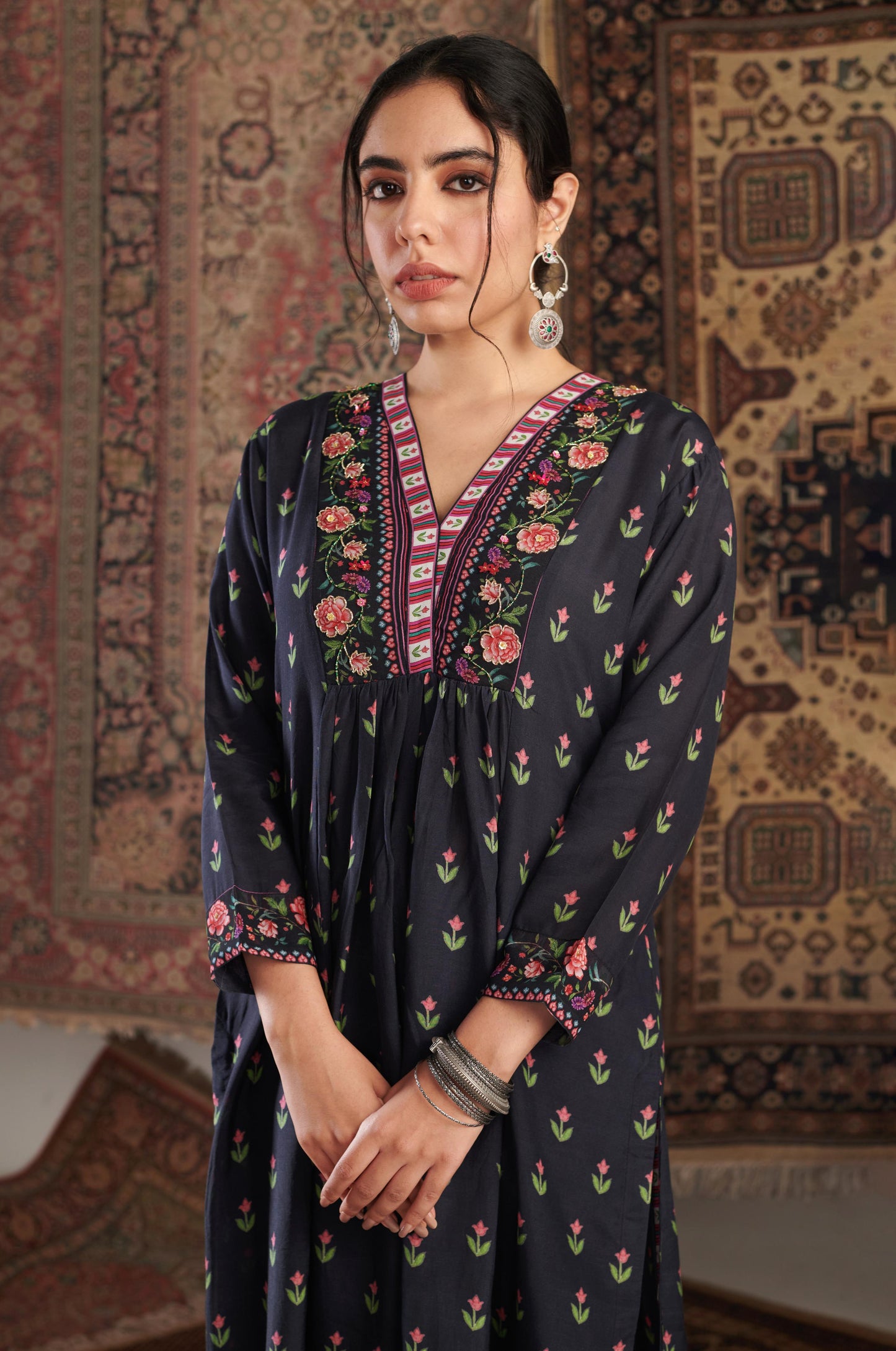GUL EMBROIDERED BLACK KURTA SET