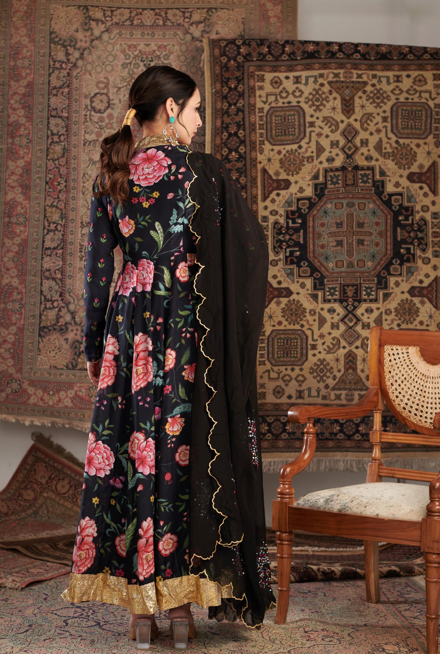 AKS BLACK ANARKALI SET