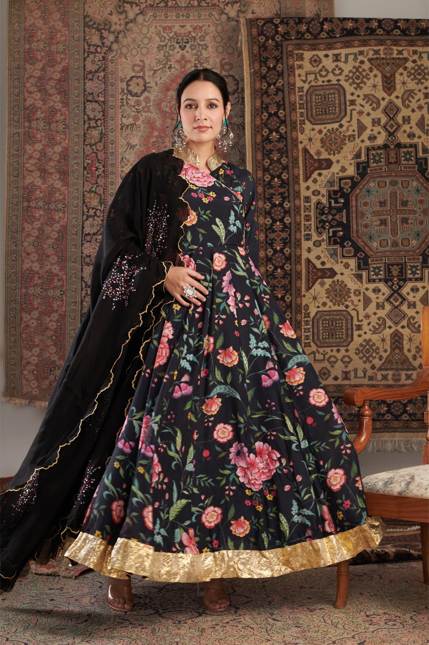 AKS BLACK ANARKALI SET