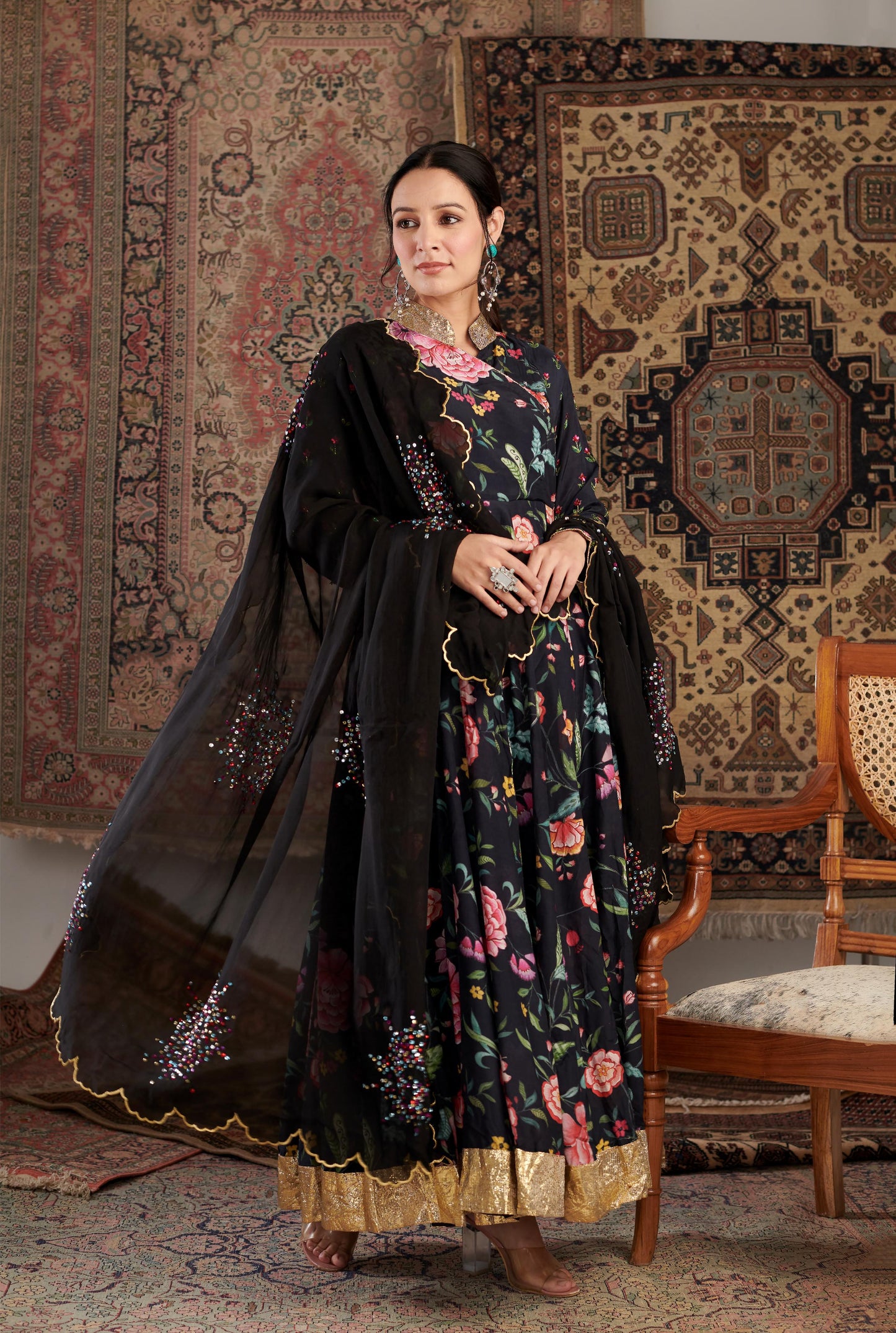 AKS BLACK ANARKALI SET