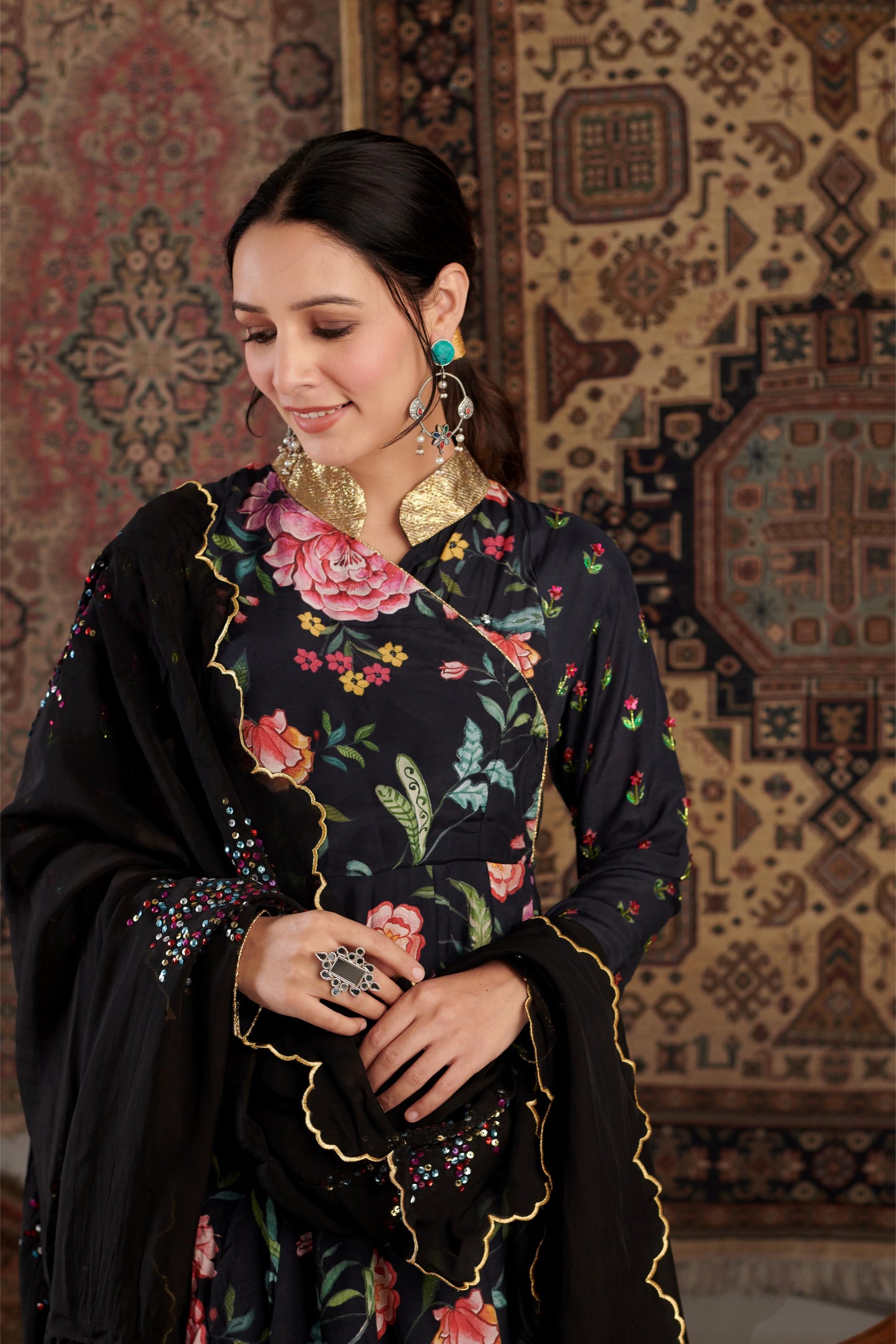 AKS BLACK ANARKALI SET