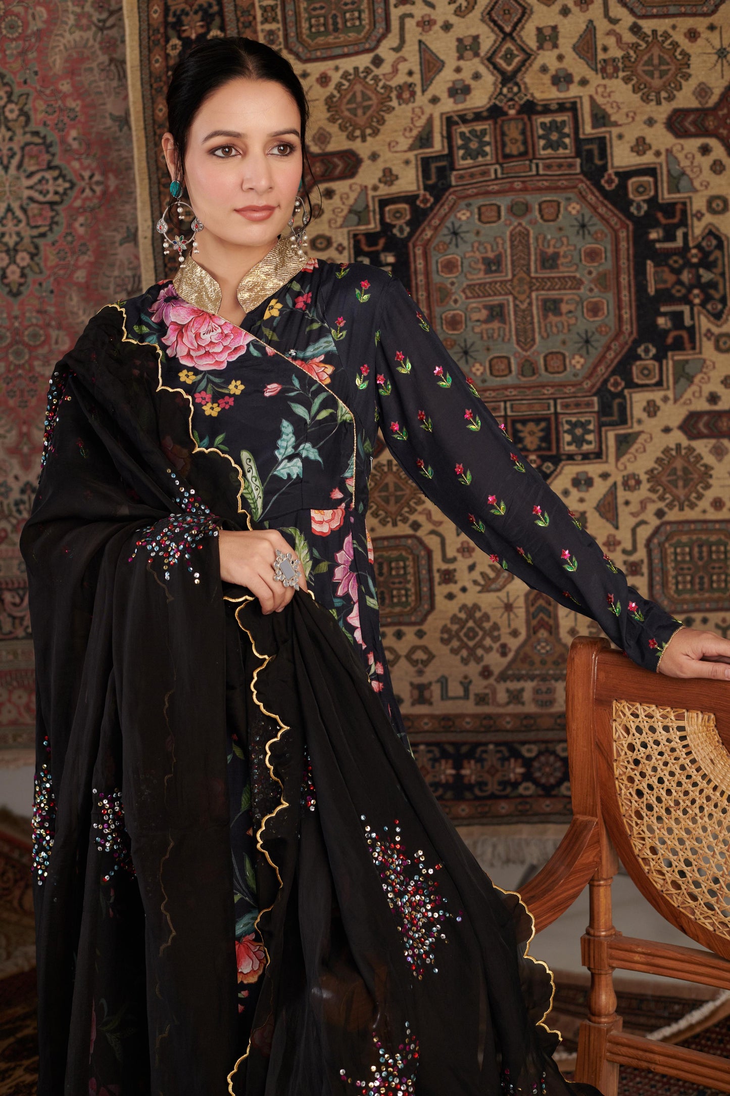 AKS BLACK ANARKALI SET