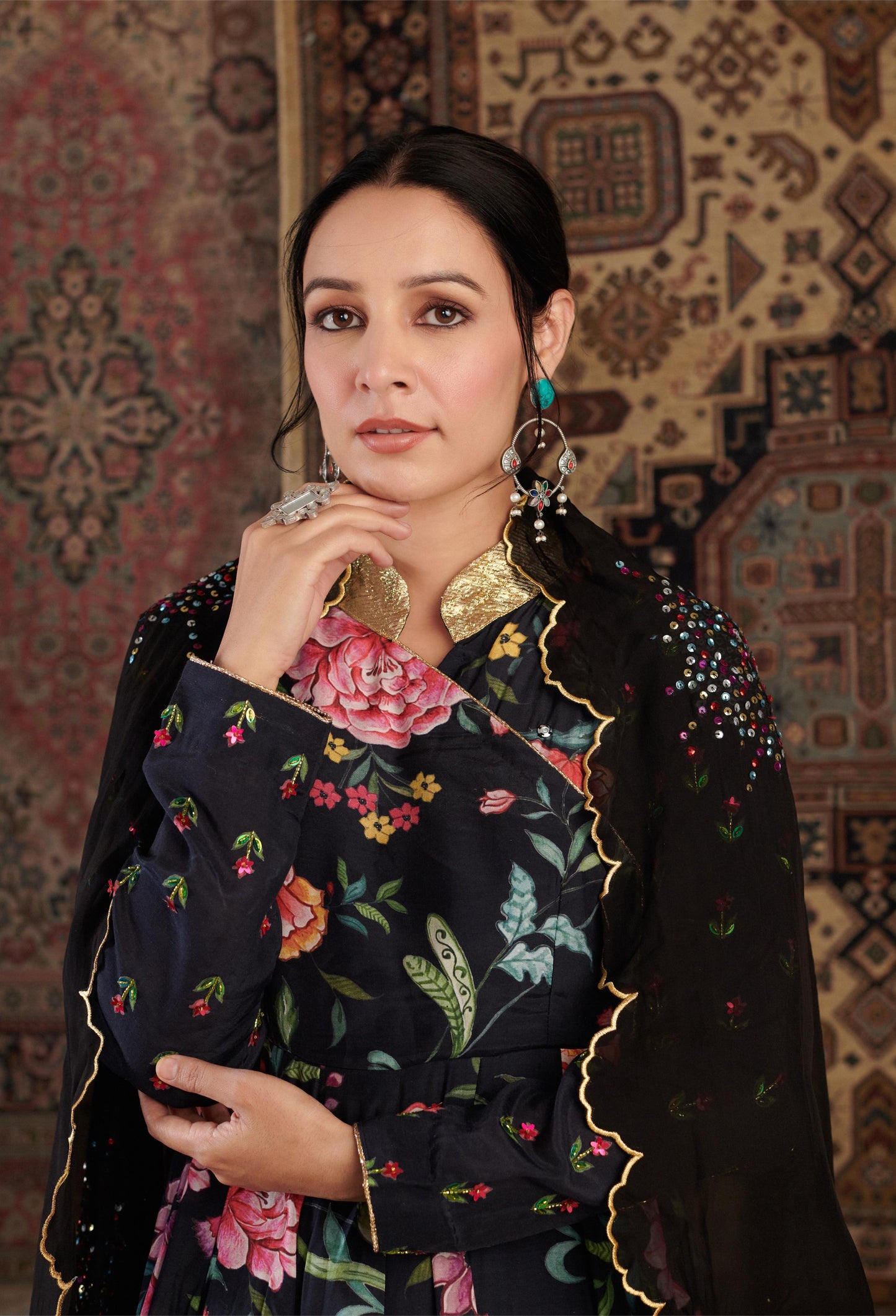 AKS BLACK ANARKALI SET