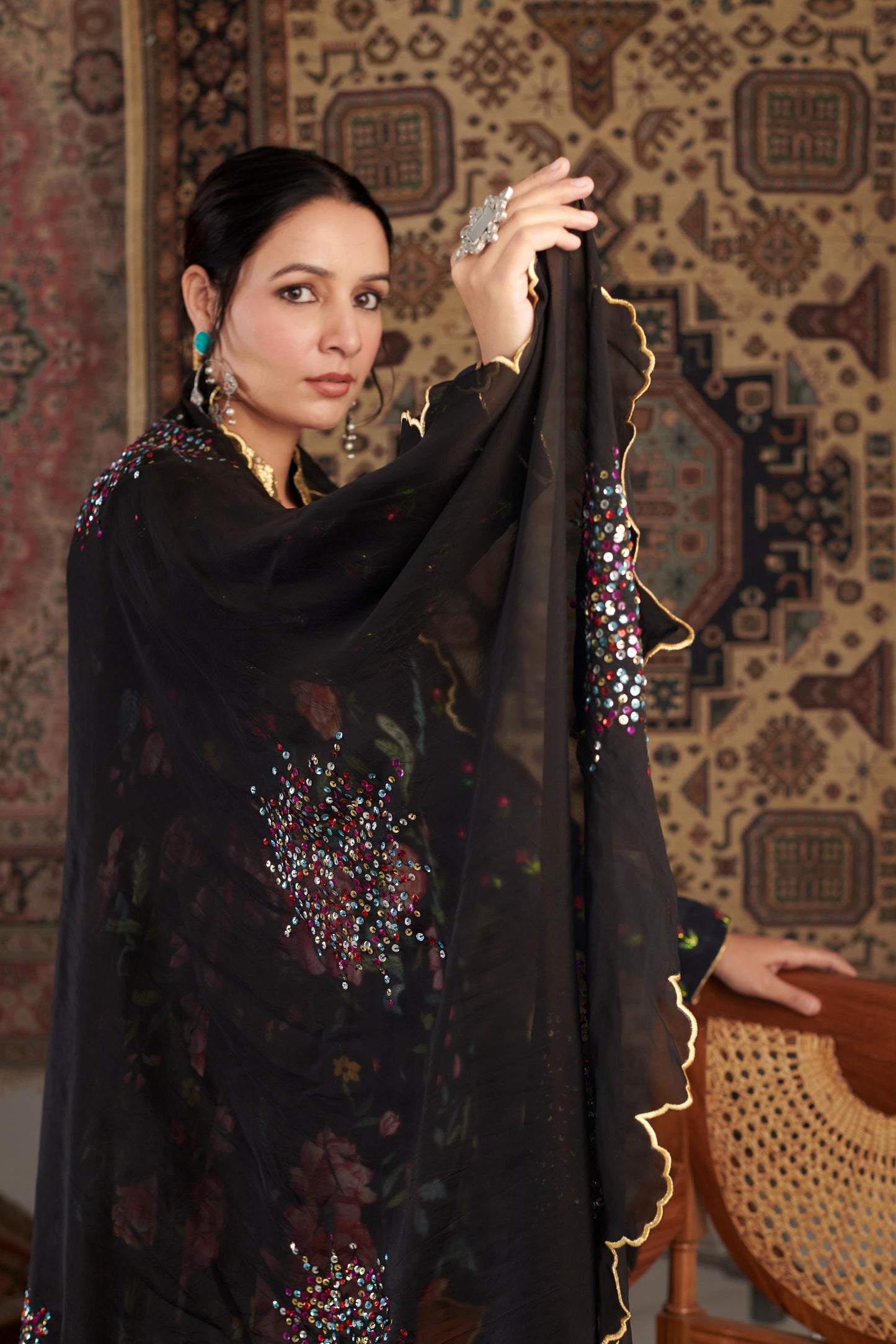 AKS BLACK ANARKALI SET