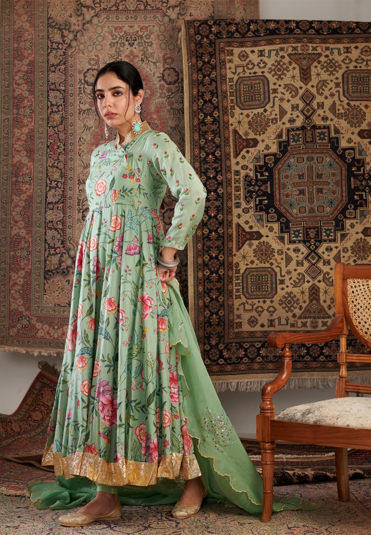 AKS MINT GREEN ANARKALI SET