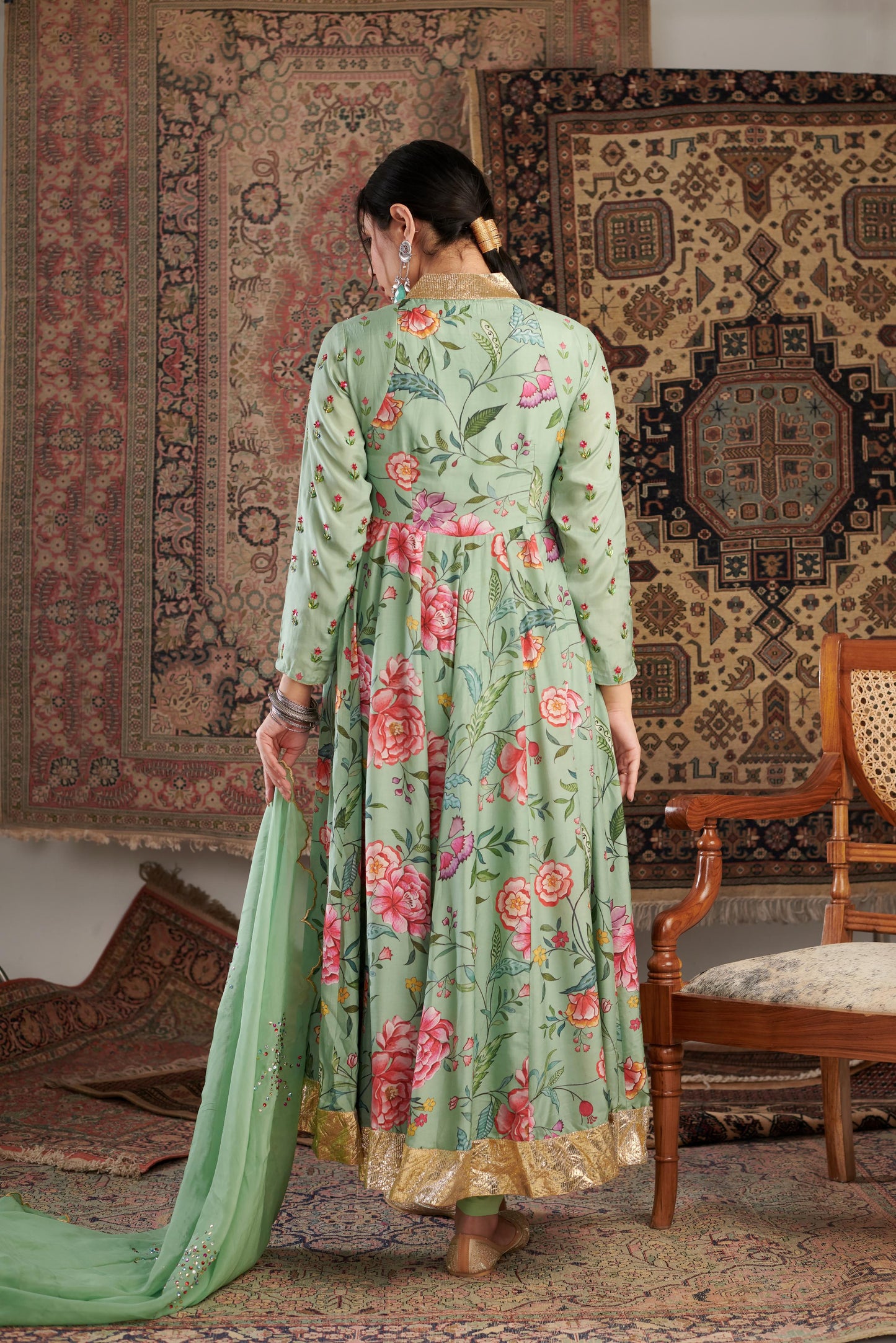 AKS MINT GREEN ANARKALI SET