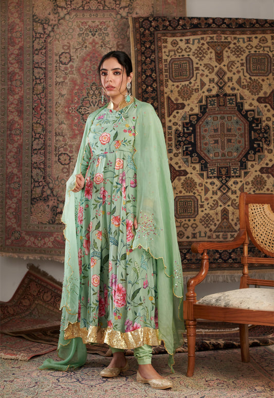 AKS MINT GREEN ANARKALI SET