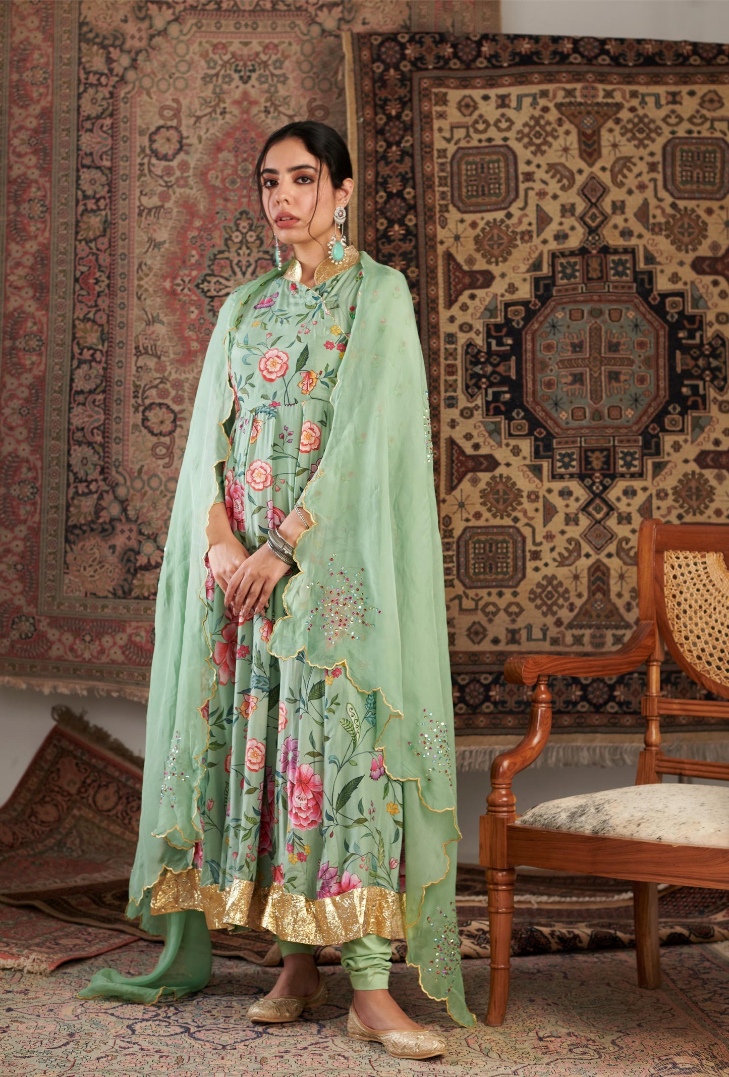 AKS MINT GREEN ANARKALI SET