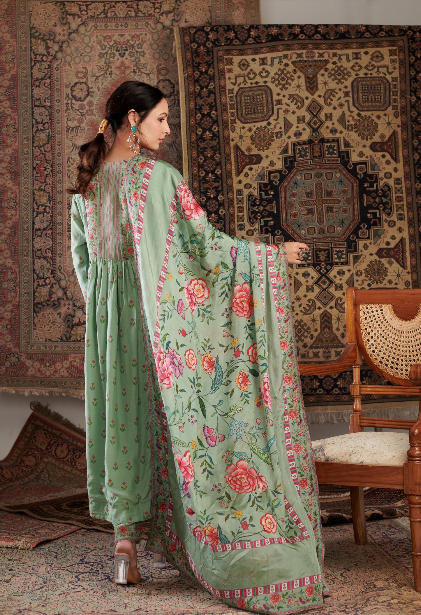 GUL EMBROIDERED MINT KURTA SET