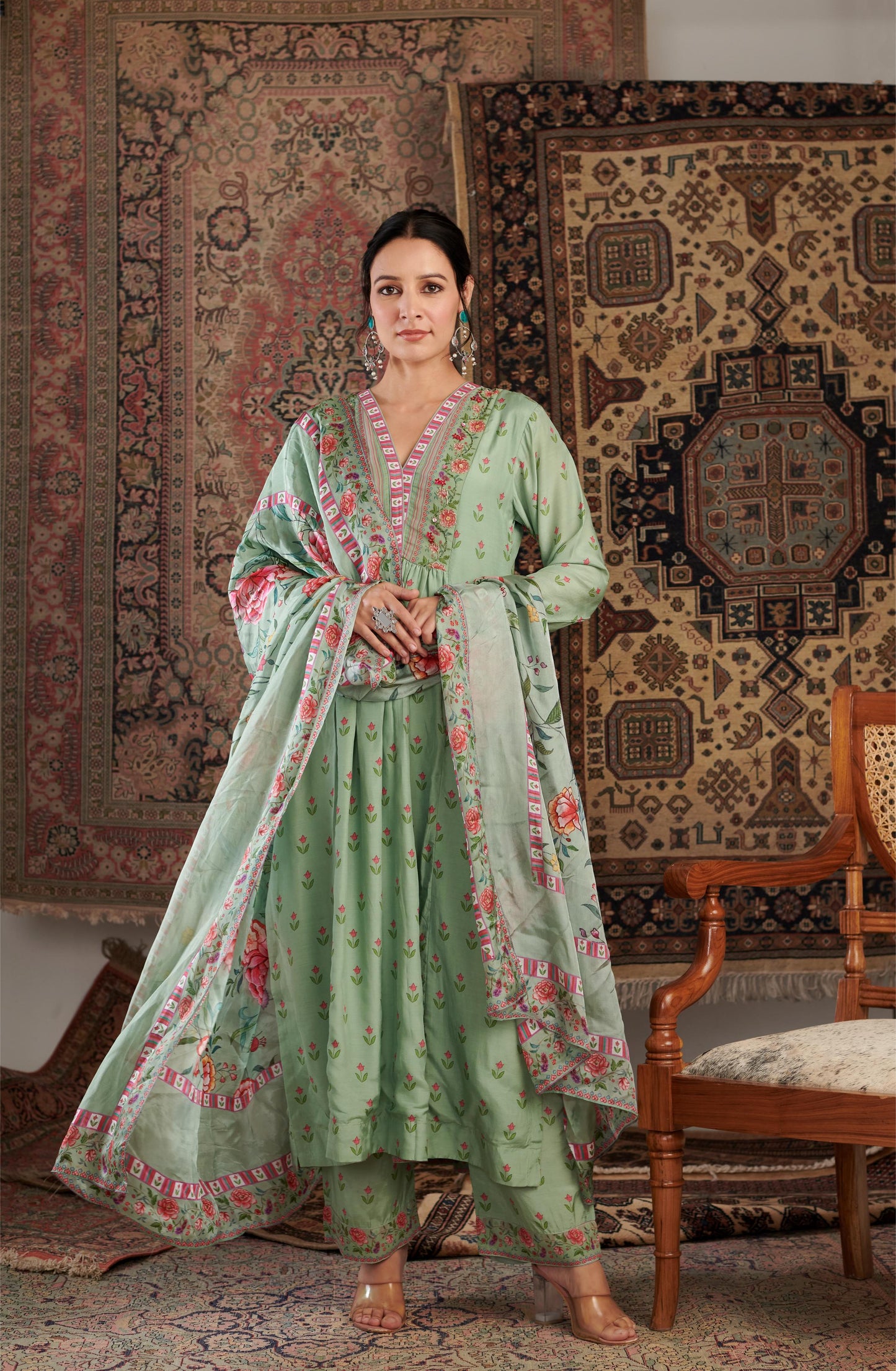 GUL EMBROIDERED MINT KURTA SET