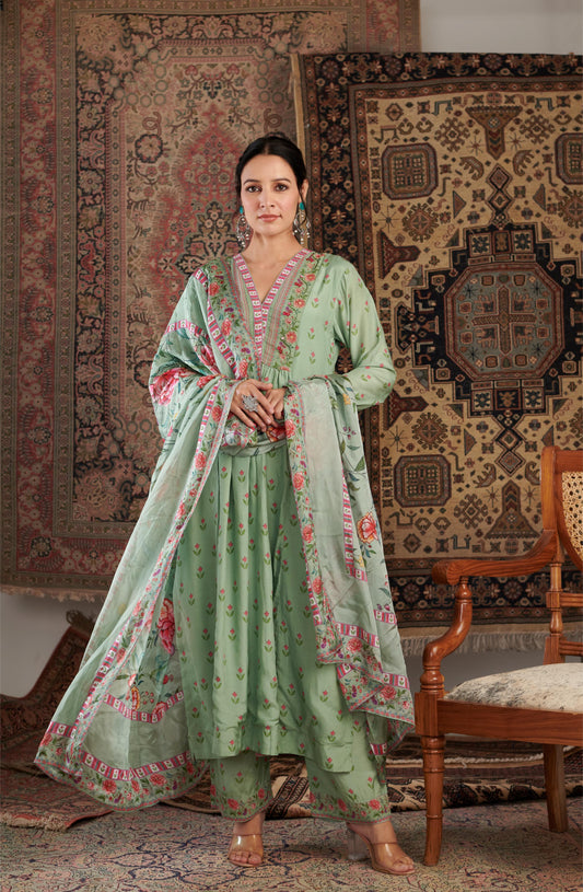GUL EMBROIDERED MINT KURTA SET