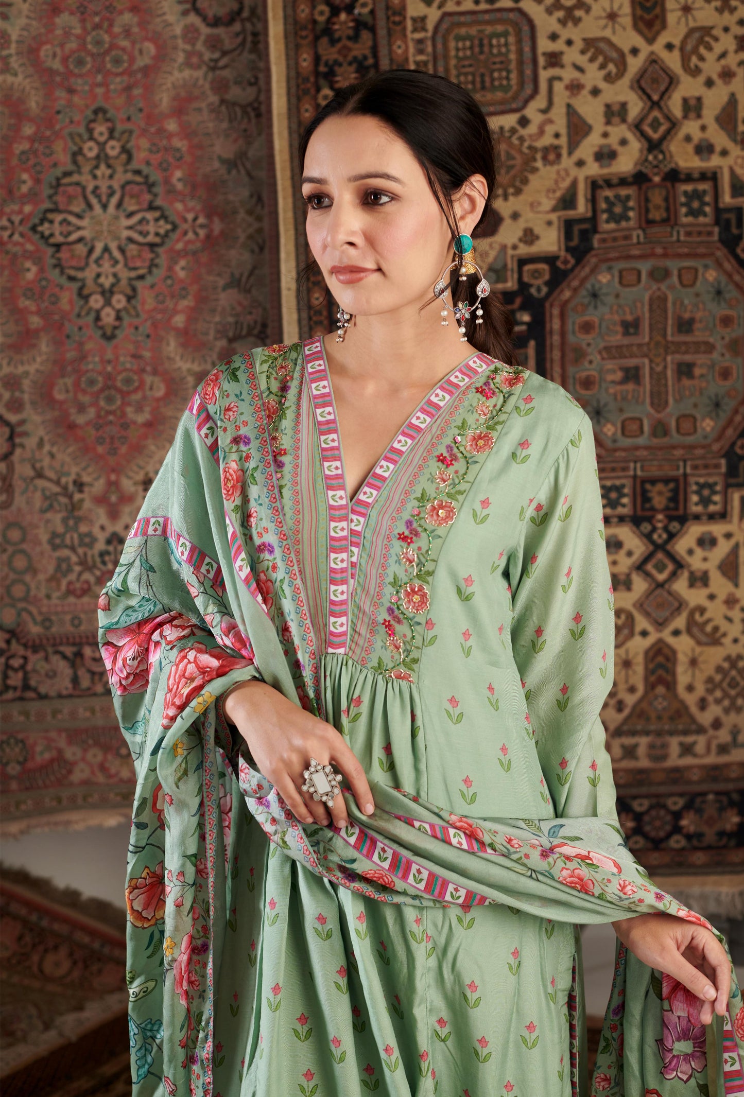 GUL EMBROIDERED MINT KURTA SET