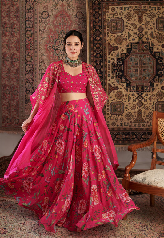 AMEERA HOT PINK CAPE SET