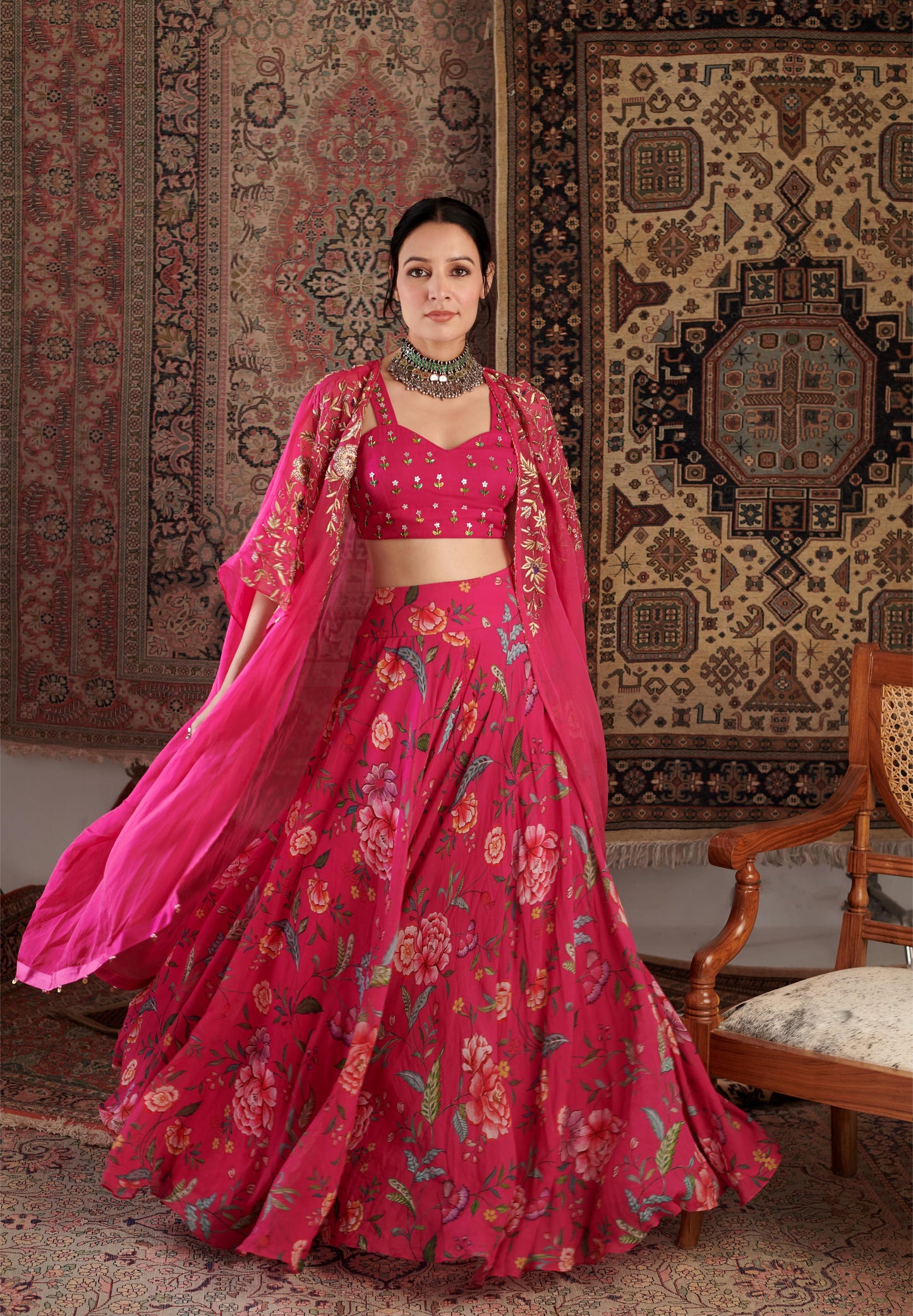 AMEERA HOT PINK CAPE SET