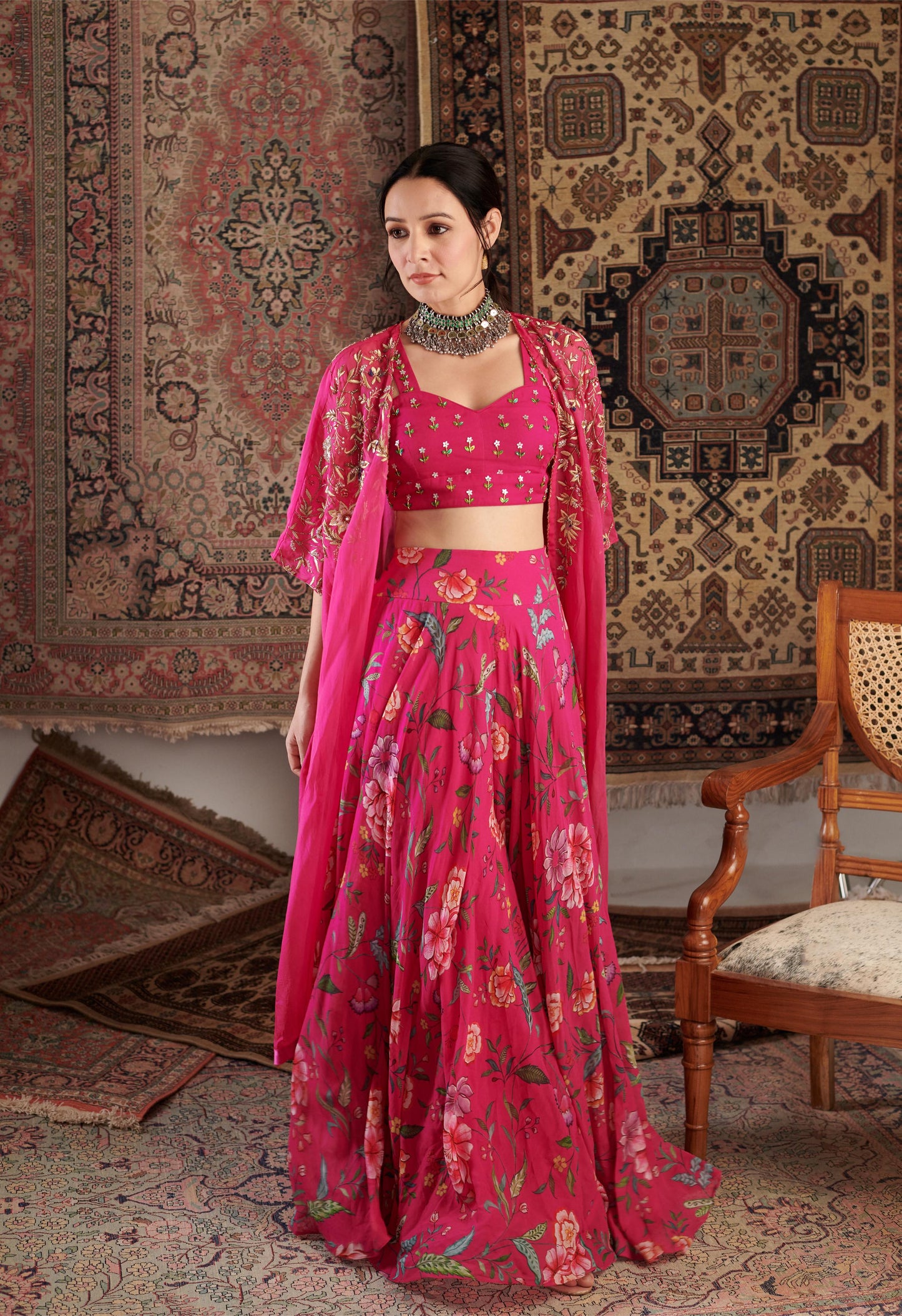 AMEERA HOT PINK CAPE SET