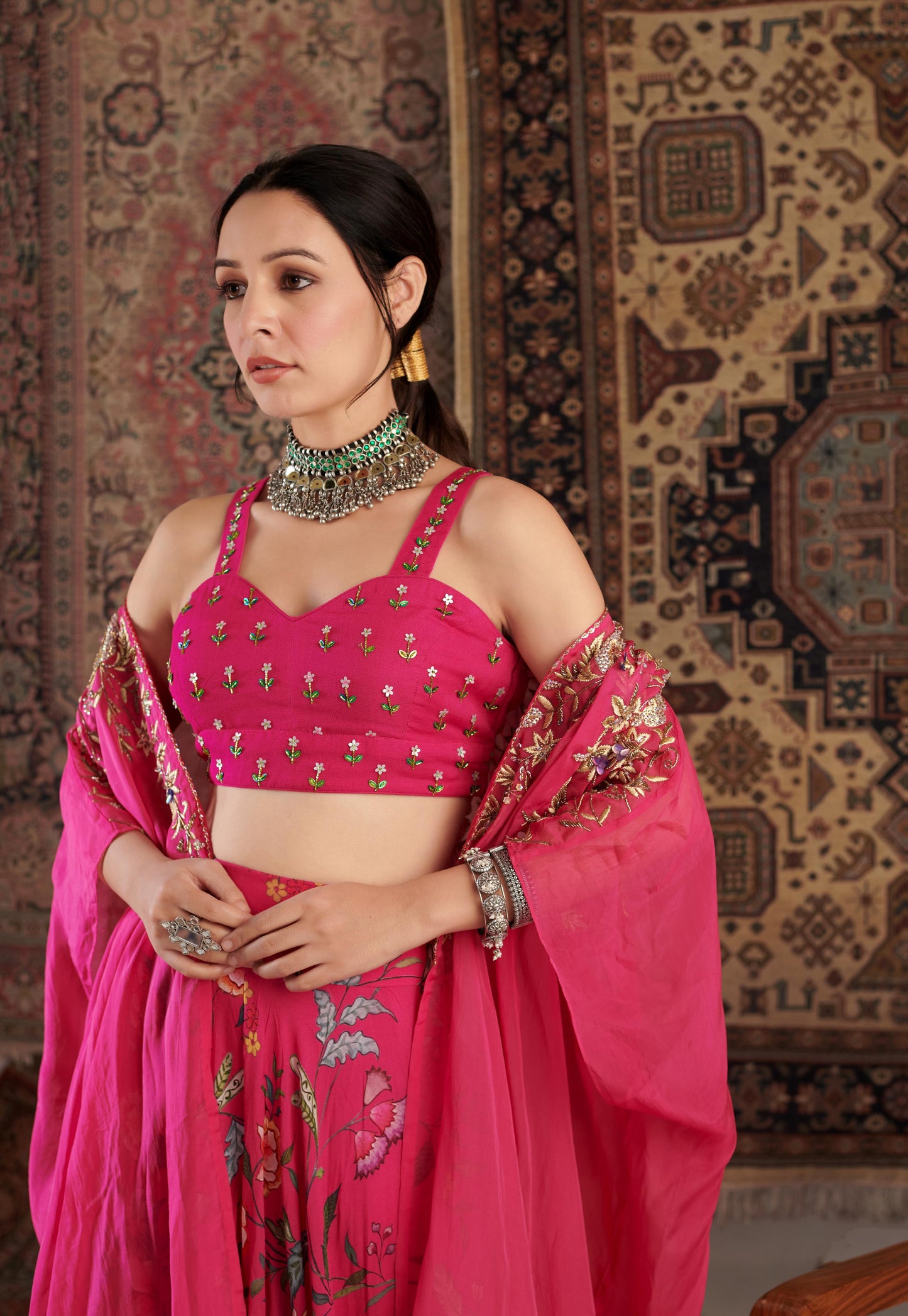 AMEERA HOT PINK CAPE SET
