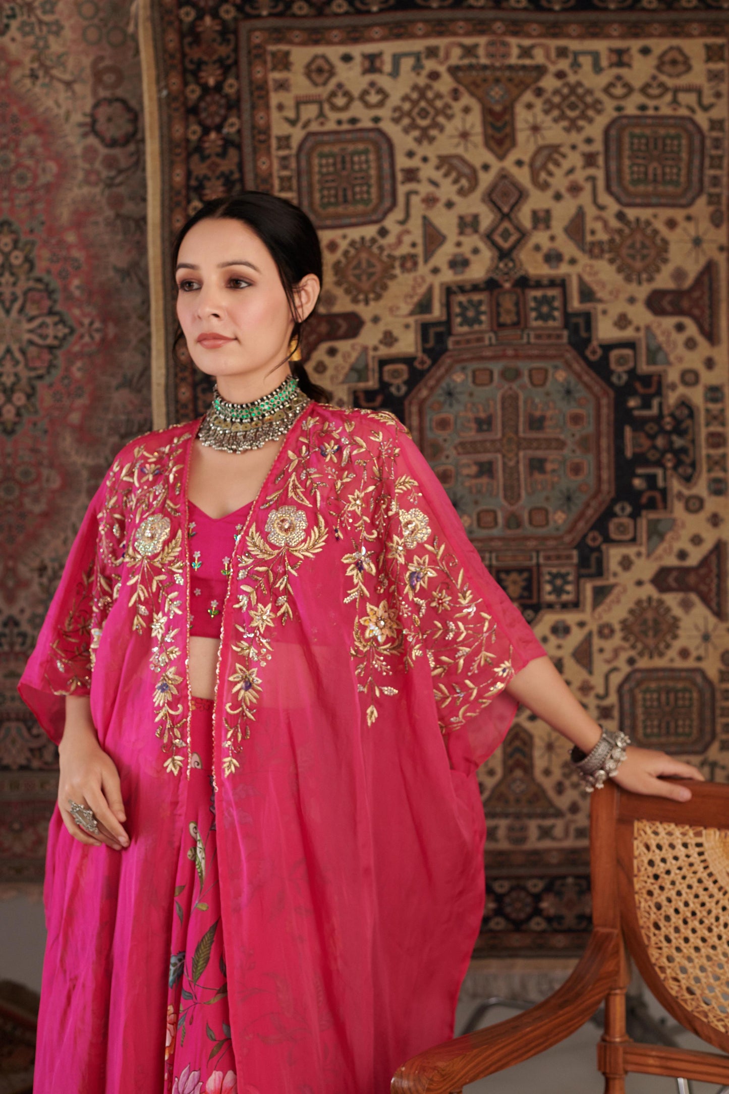 AMEERA HOT PINK CAPE SET