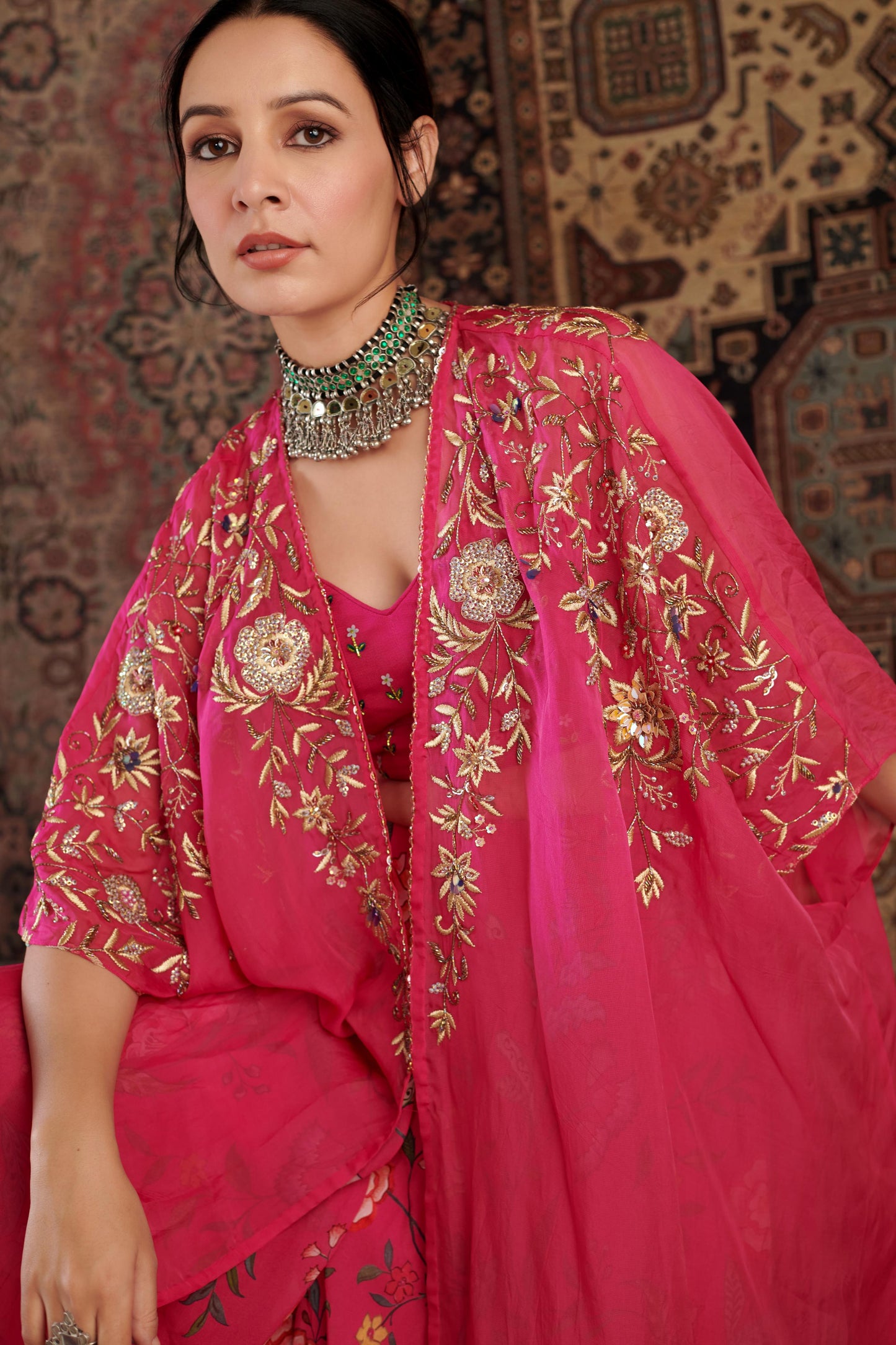AMEERA HOT PINK CAPE SET