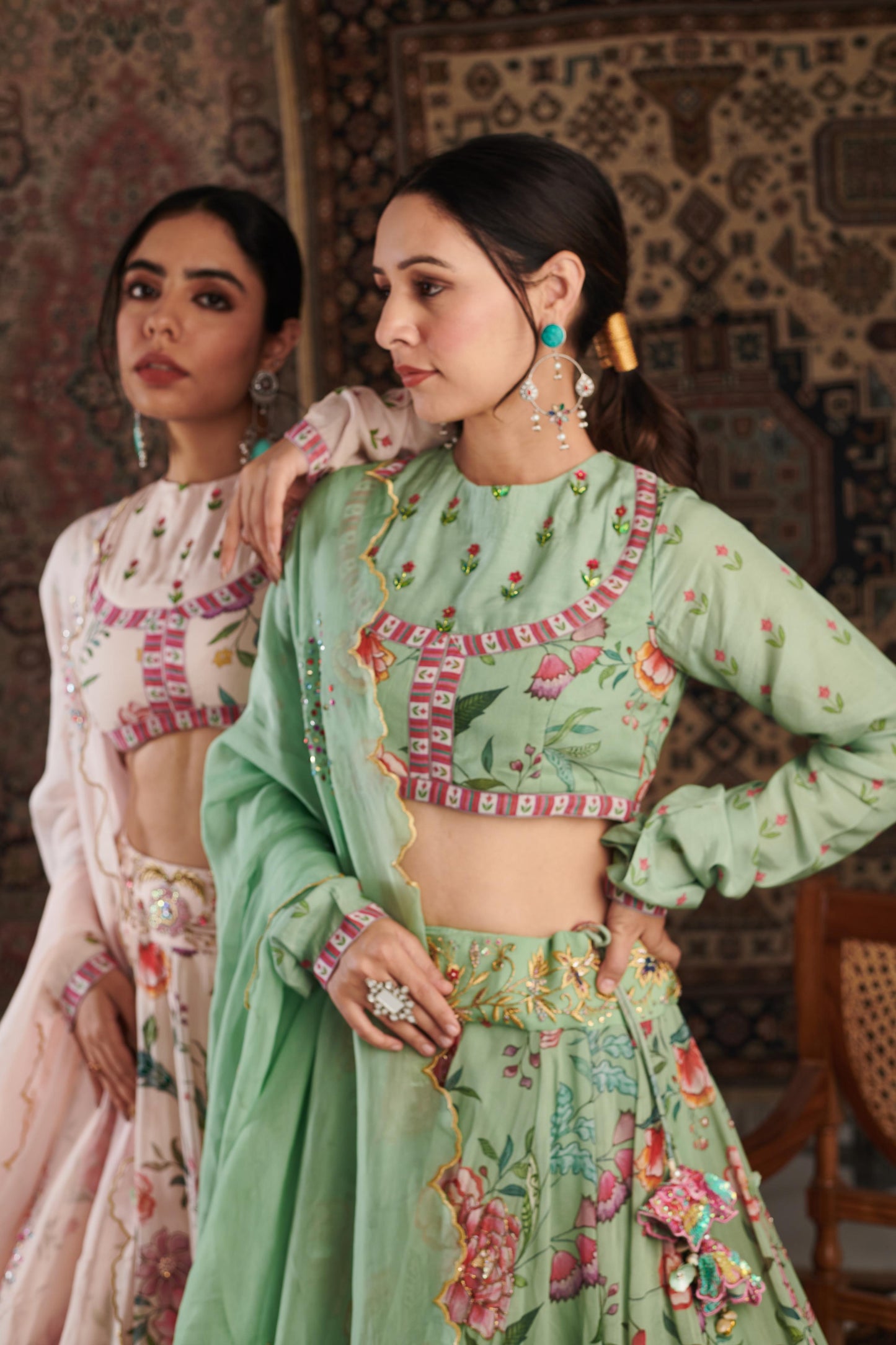 ZARA MINT GREEN LEHANGA SET