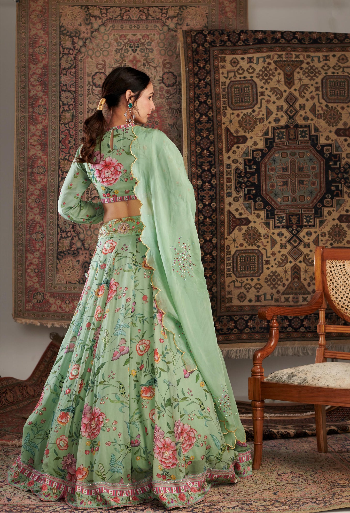 ZARA MINT GREEN LEHANGA SET