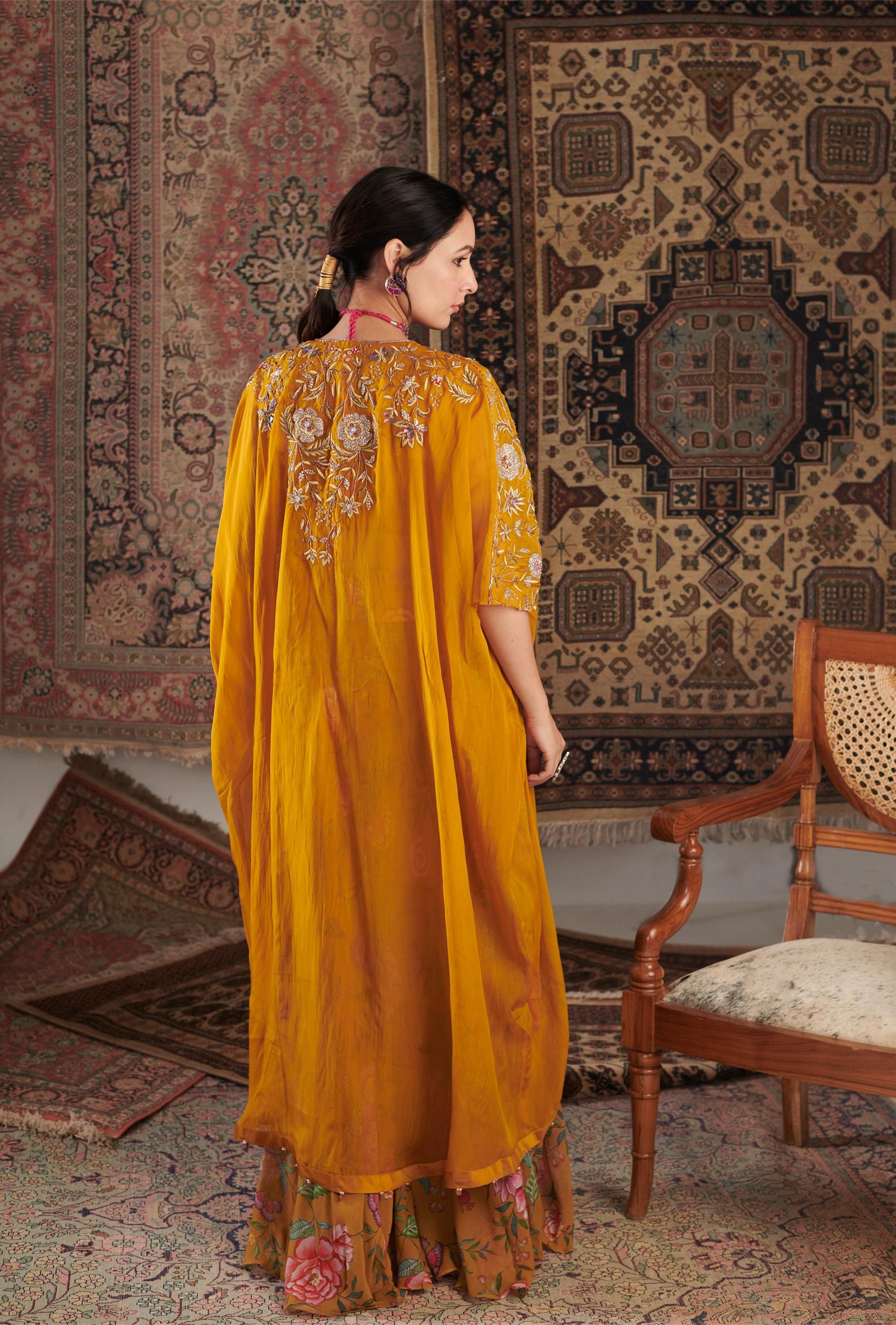 AMEERA MUSTARD CAPE SET