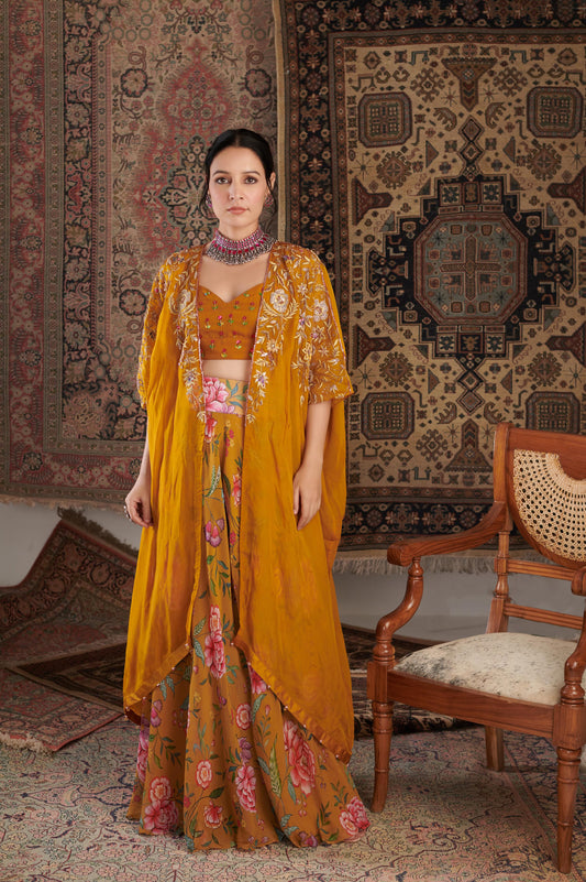 AMEERA MUSTARD CAPE SET