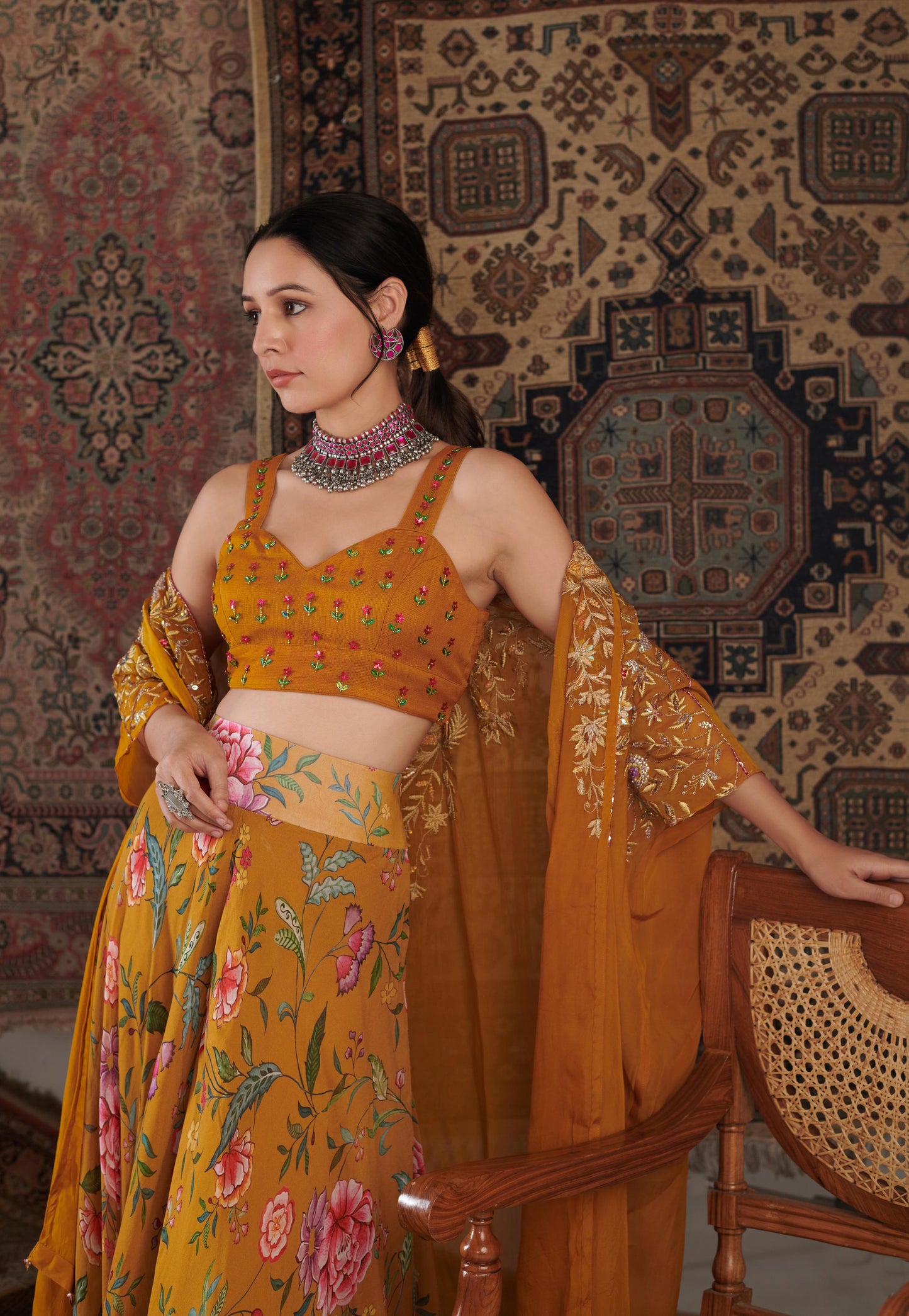 AMEERA MUSTARD CAPE SET
