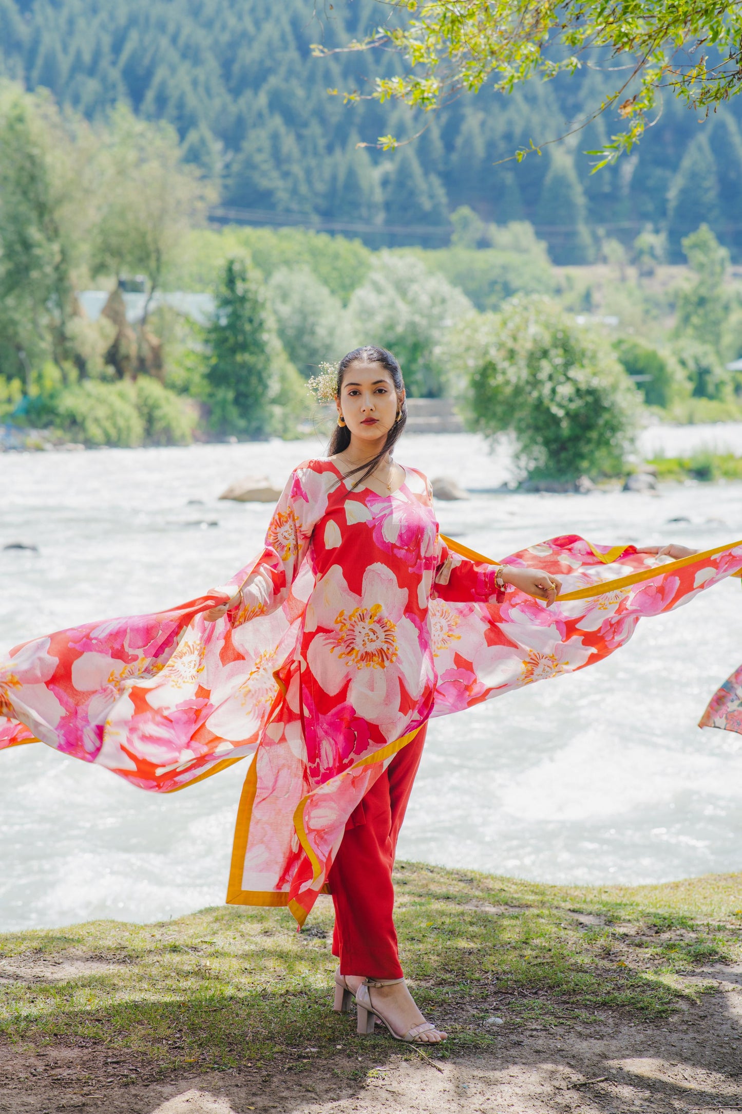 Garden Glow Red Kurta Set