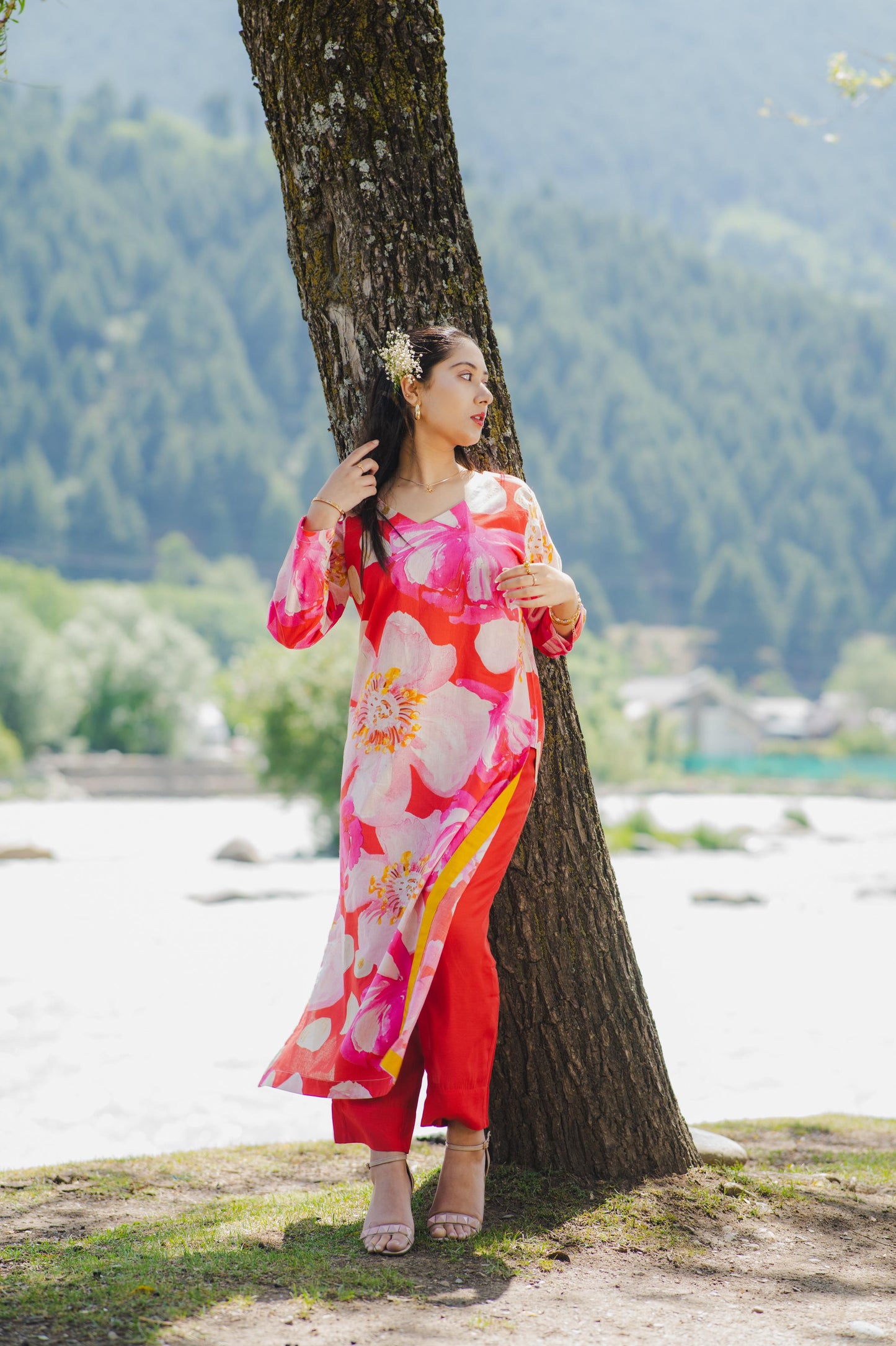 Garden Glow Red Kurta Set