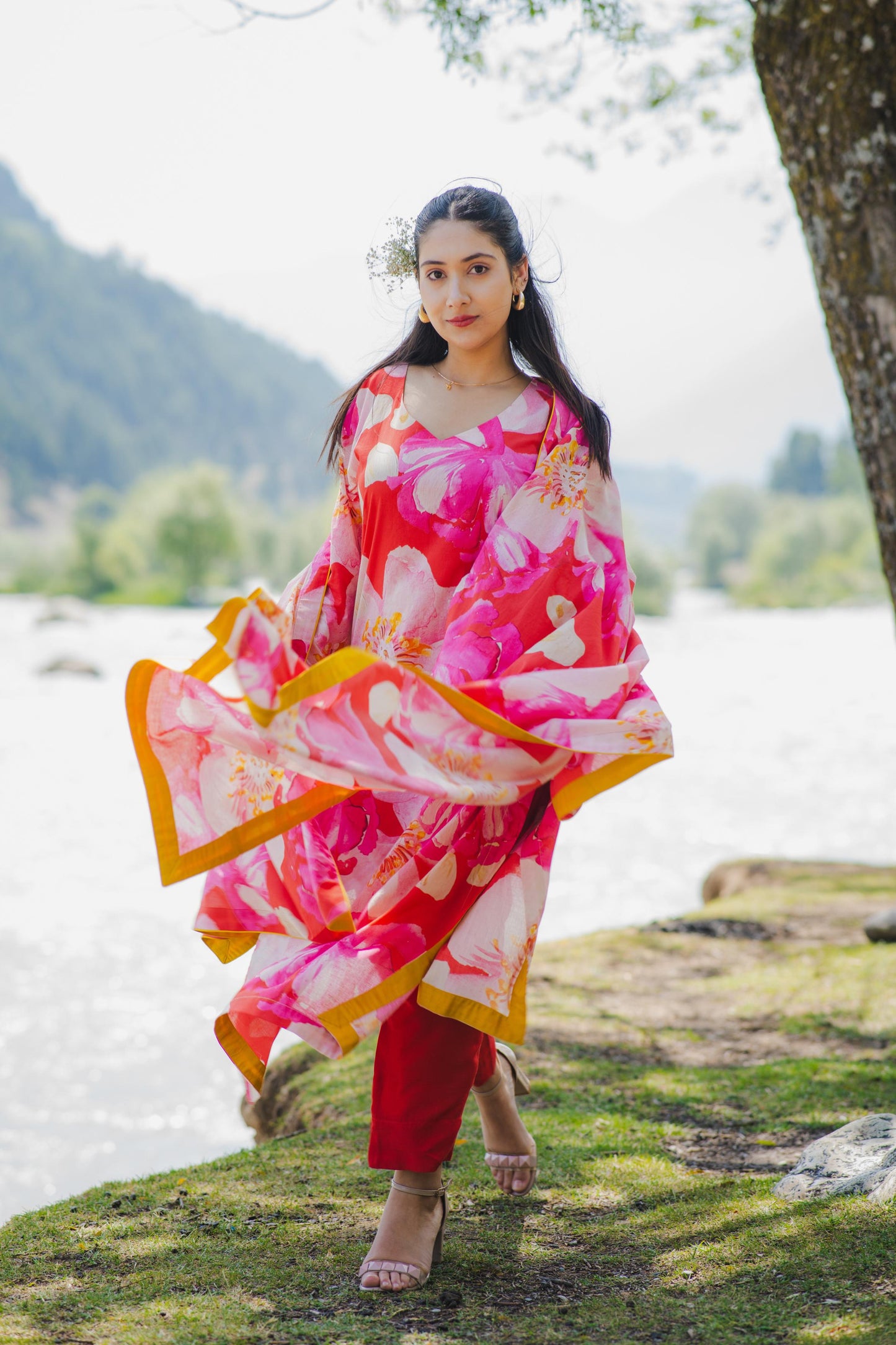 Garden Glow Red Kurta Set