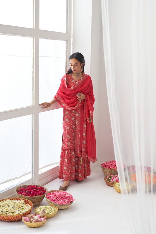 Hot Pink Peony Sharara
