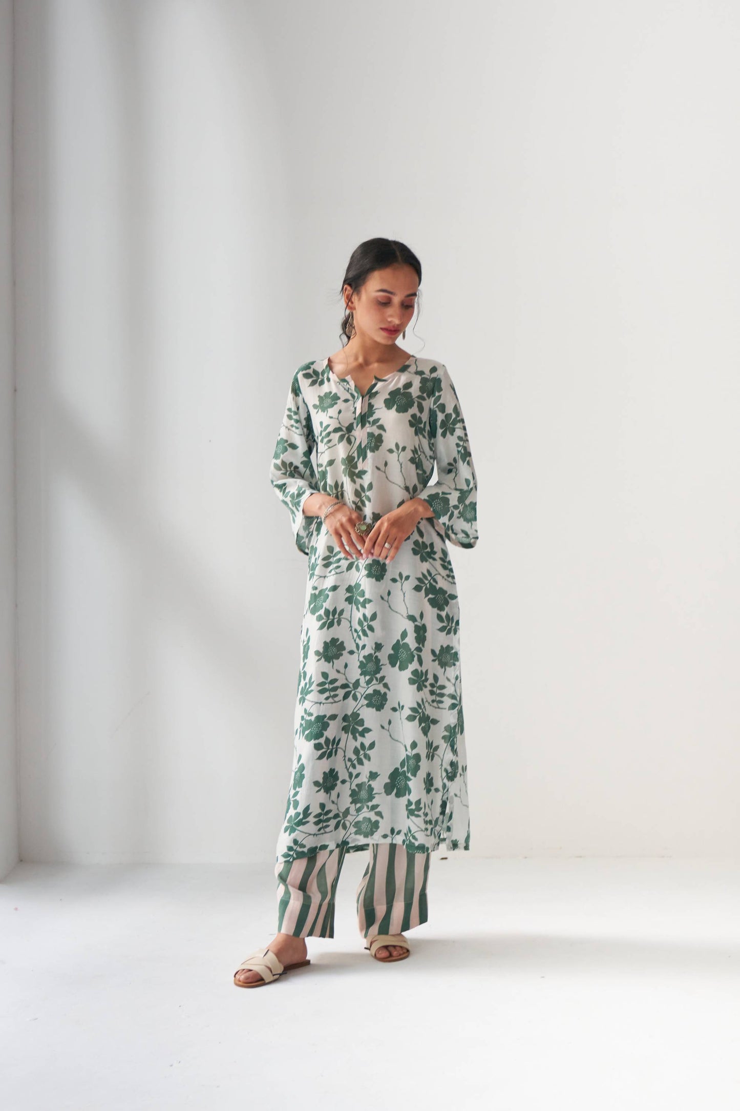 Faded Rose Green Kurta Set