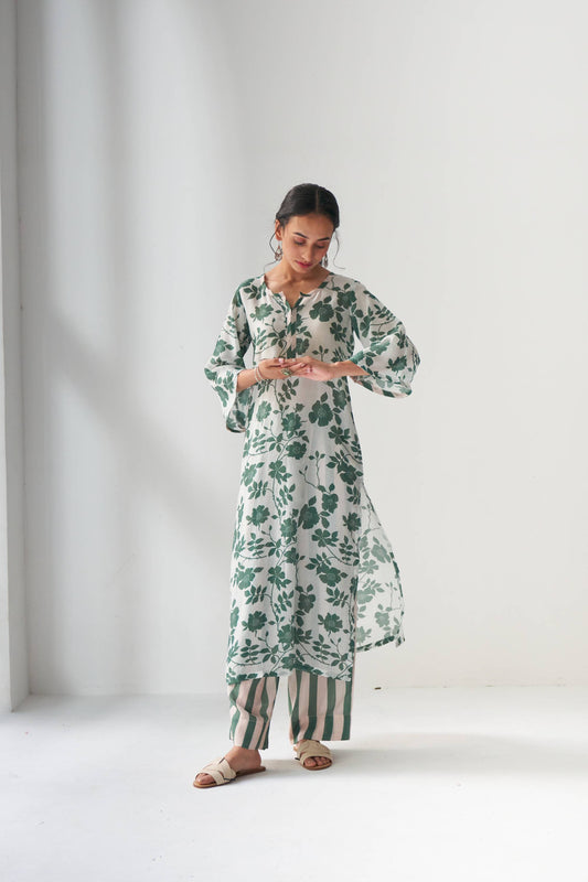 Faded Rose Green Kurta Set