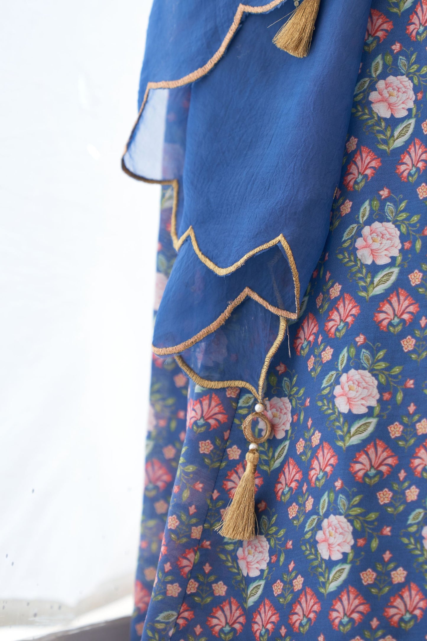 Blue Peony Embroidered Anarkali